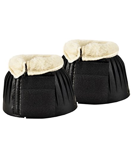 Bell Boots for Horses - Fleece-Lined Ribbed Black Small - Perfect for Winter Riding & Stable Protection