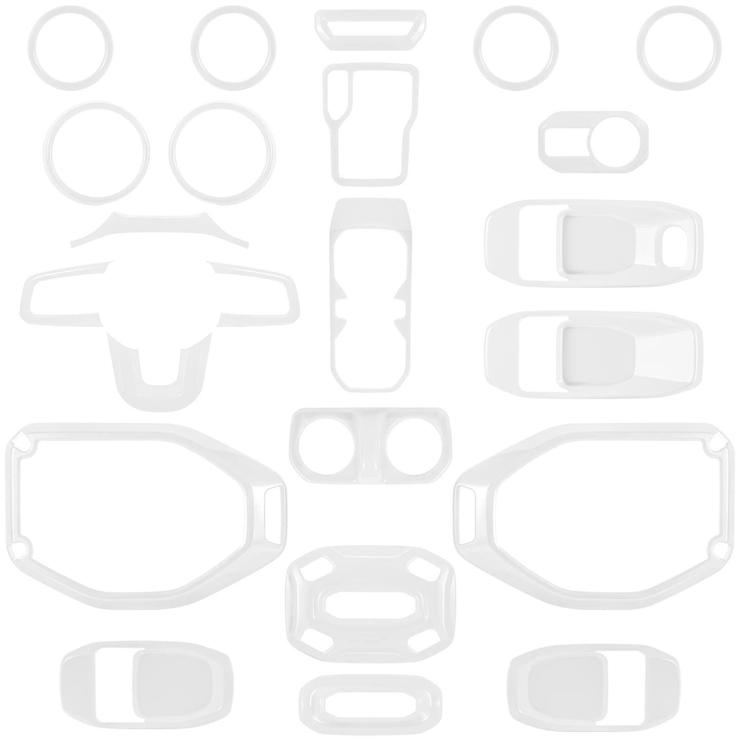 23PCS Full Interior Trim Kit for Jeep Wrangler JL JLU Gladiator JT 2018-2023 - Steering Wheel, Door Handle, AC Vent, Cup Holder, Reading Light & Headlight Gear Cover (White) | Premium Car Interior Accessories for Style & Protection