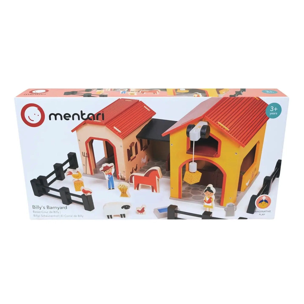 Mentari Toys Billy's Barnyard Set - Farm Animal Playset for Kids, Educational Barn Toy with Animals & Accessories | Perfect for Pretend Play, Learning & Fun at Home or School