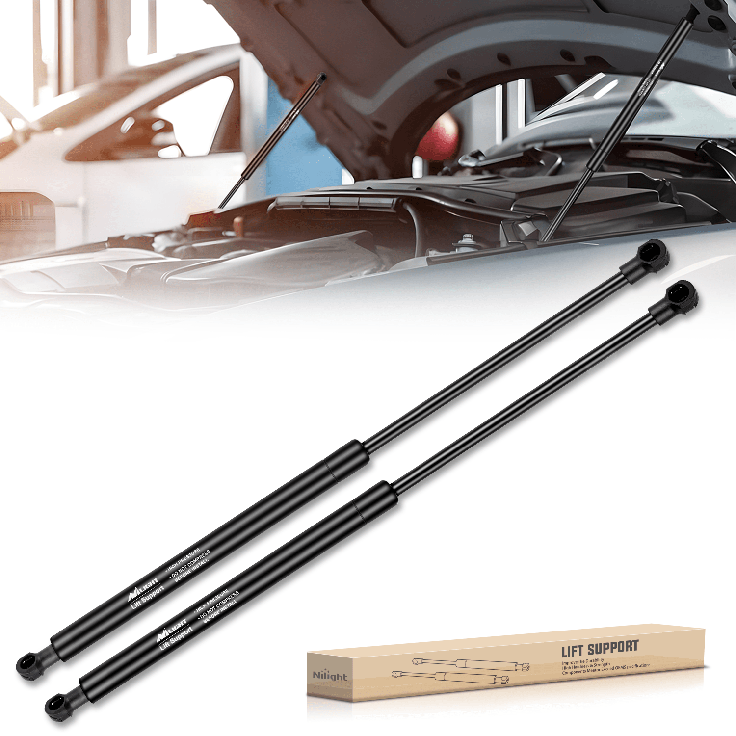 2 PCS Toyota 4Runner Hood Lift Support Struts (2003-2009) - Front Gas Spring Shock Rods Replacement for Easy Hood Access & Maintenance