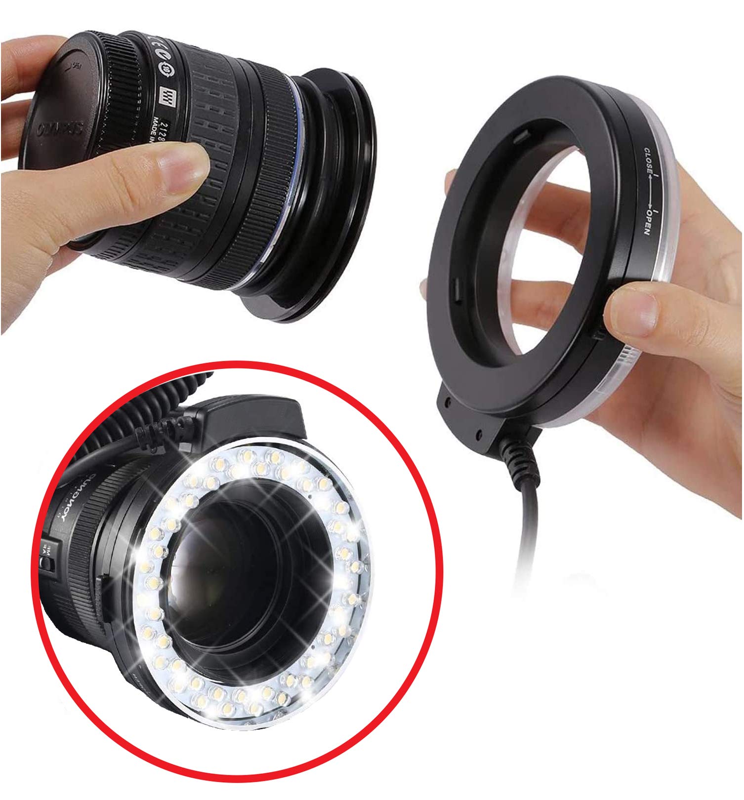 Dual Macro LED Ring Light Flash for Canon EOS Rebel SL1 DSLR Camera - Compatible with All Lenses - Perfect for Portrait, Product & Macro Photography