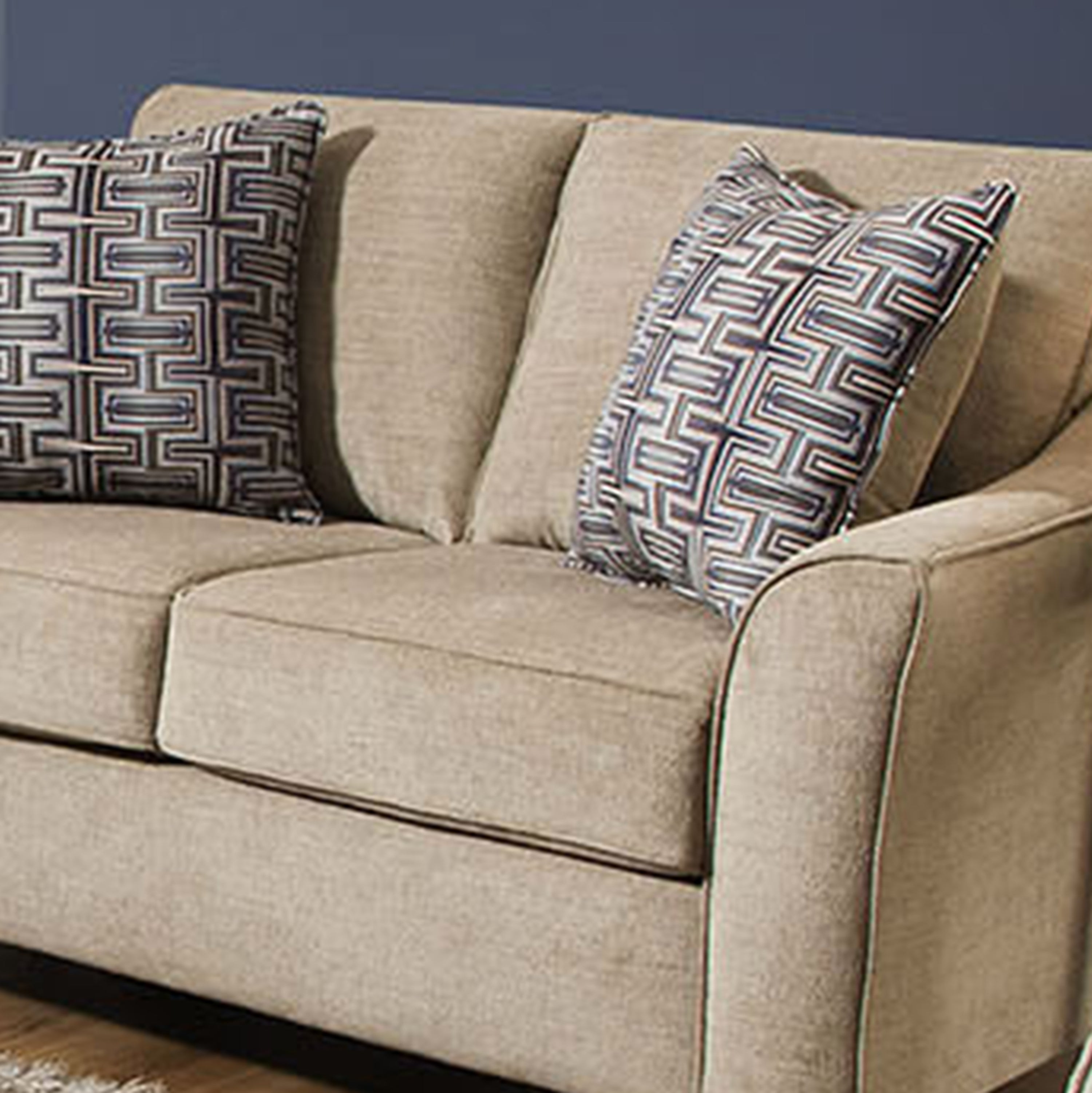 Alva Transitional Style Fabric Flared Arm Loveseat Sofa in Taupe - Comfortable Small Couch for Living Room, Apartment, or Dorm