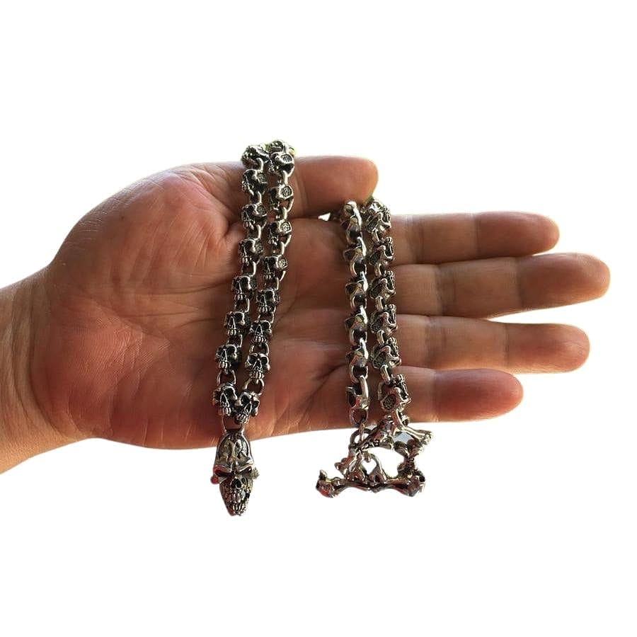 Red Garnet Flame Skull Sterling Silver Biker Necklace for Men - Gothic Punk Jewelry for Motorcycle Riders, Bikers & Rock Music Fans - Perfect for Halloween, Concerts & Biker Events