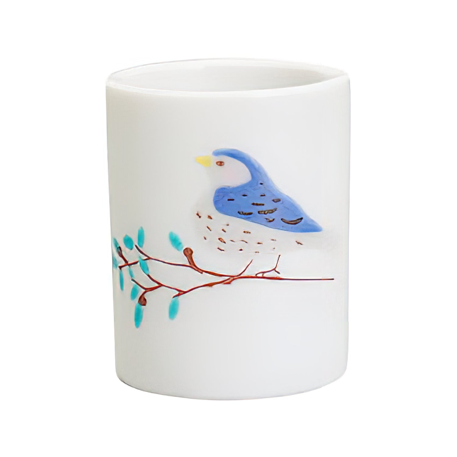 Harekutani Porcelain Perch Bird Toothbrush Holder - Elegant Bathroom Countertop Organizer for Toothbrushes & Dental Care Essentials