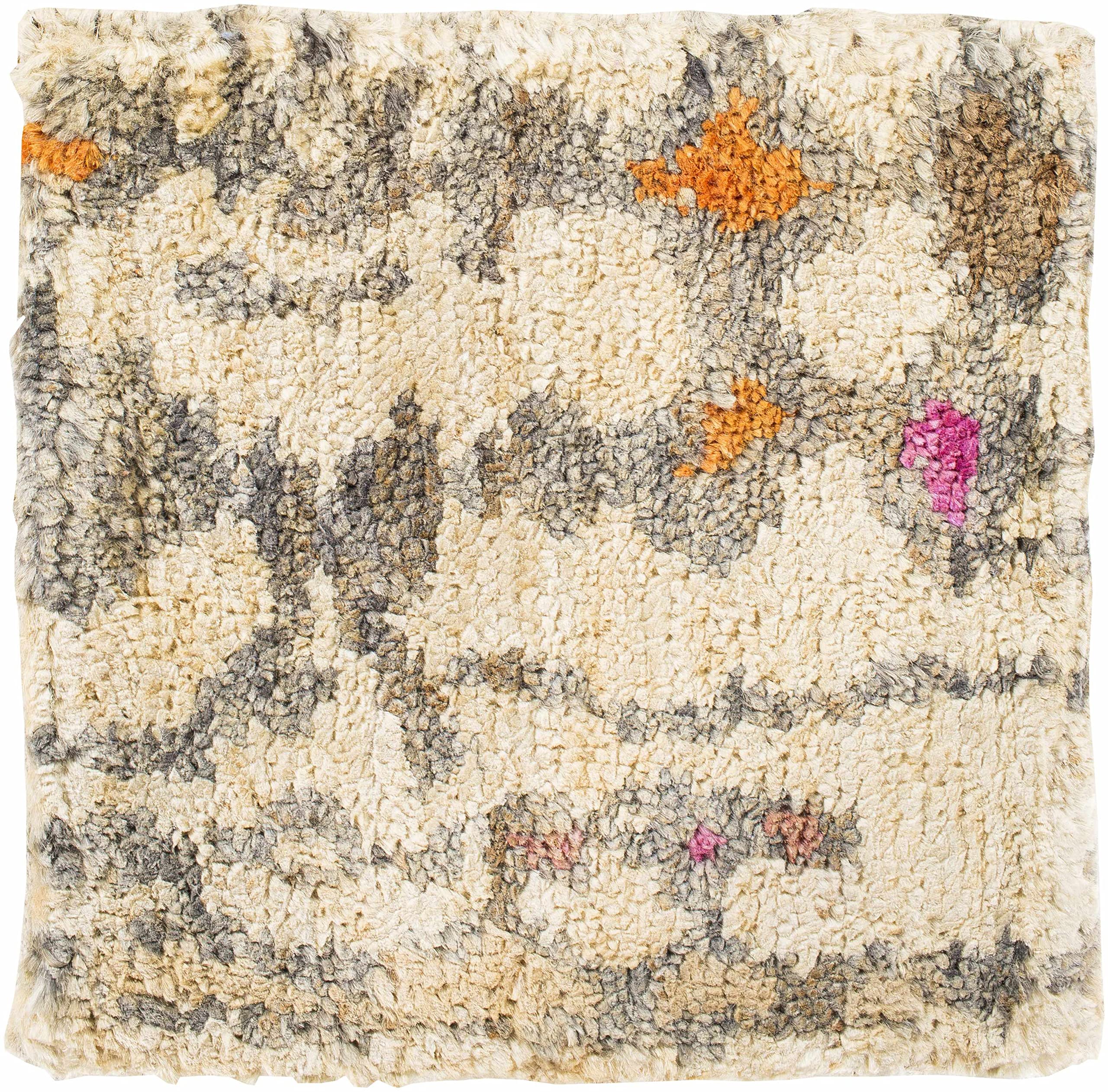 Bohemian Transitional Jute Area Rug for Living Room & Bedroom - 8' Round Handwoven Natural Fiber Rug in Burnt Orange, Dark Pink & Beige - Perfect for Boho Chic, Farmhouse & Coastal Decor Styles