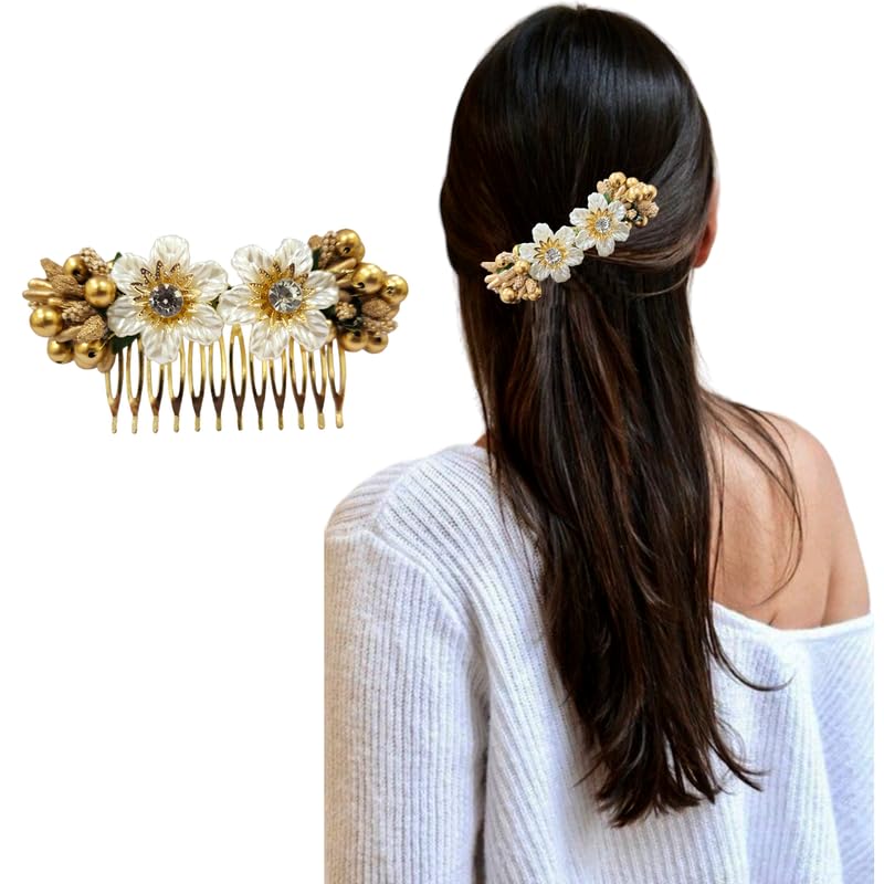 Flower Hair Comb Clip - Artificial Floral Hair Accessories for Women, Bridal, Wedding, Boho Style (Pack of 1) - Perfect for Parties, Prom, and Special Occasions