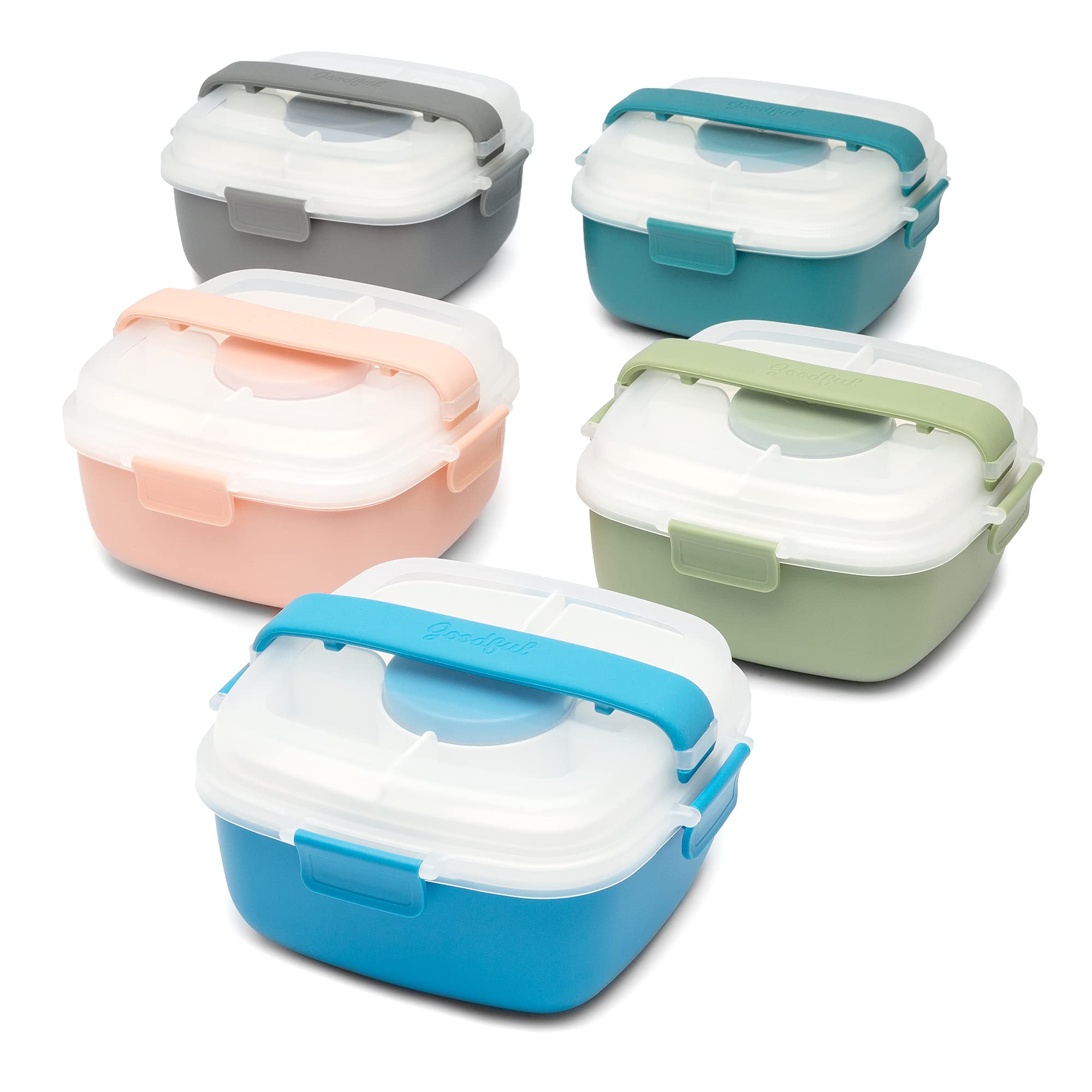 Goodful Stackable Bento Lunch Box - 56oz Leak-Proof Food Storage Container with Removable Compartments | BPA-Free Meal Prep for Sandwiches, Snacks & Salad Toppings | Perfect for Office, School & Picnics