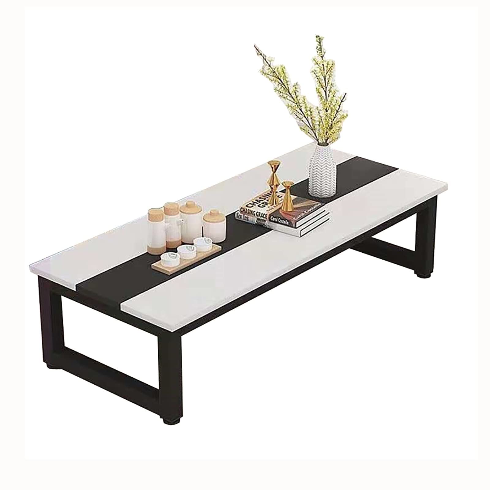 Japanese Style Low Coffee Table - MDF Top with Steel Frame, Multi-Functional for Dining, Desk, or Tea Table - Perfect for Tatami Bedroom, Bay Window, Tea Room (100x60cm, Color A) - Ideal for Small Spaces, Zen Decor, and Relaxing Tea Time