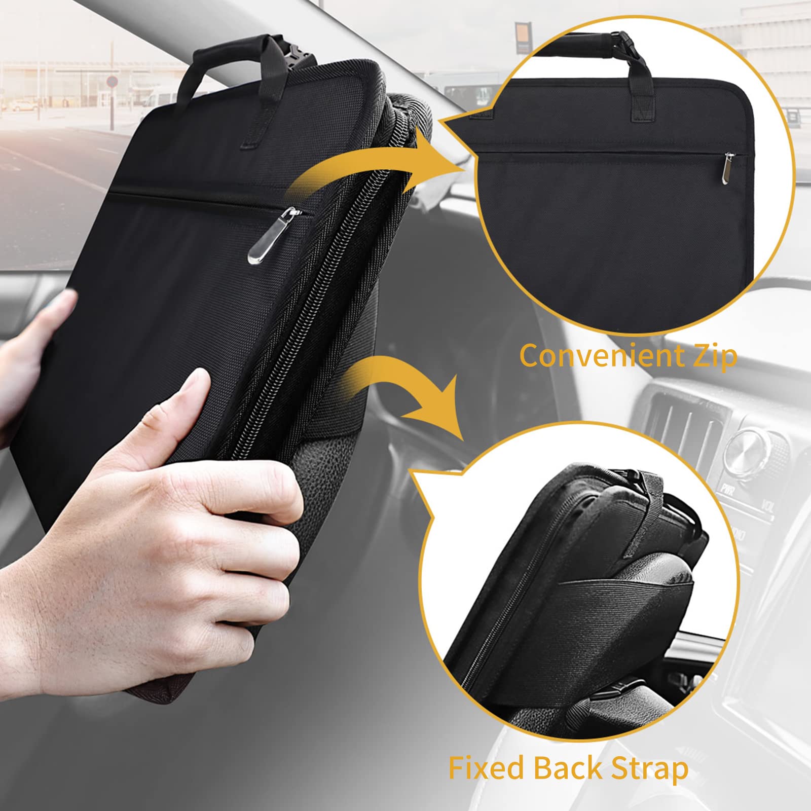 Matybobe 3-in-1 Auto Steering Wheel Desk - Foldable Car Laptop Tray, Backseat Organizer & Tablet Holder for Eating, Working & Road Trips | Perfect for Commuters, Delivery Drivers & Family Travel