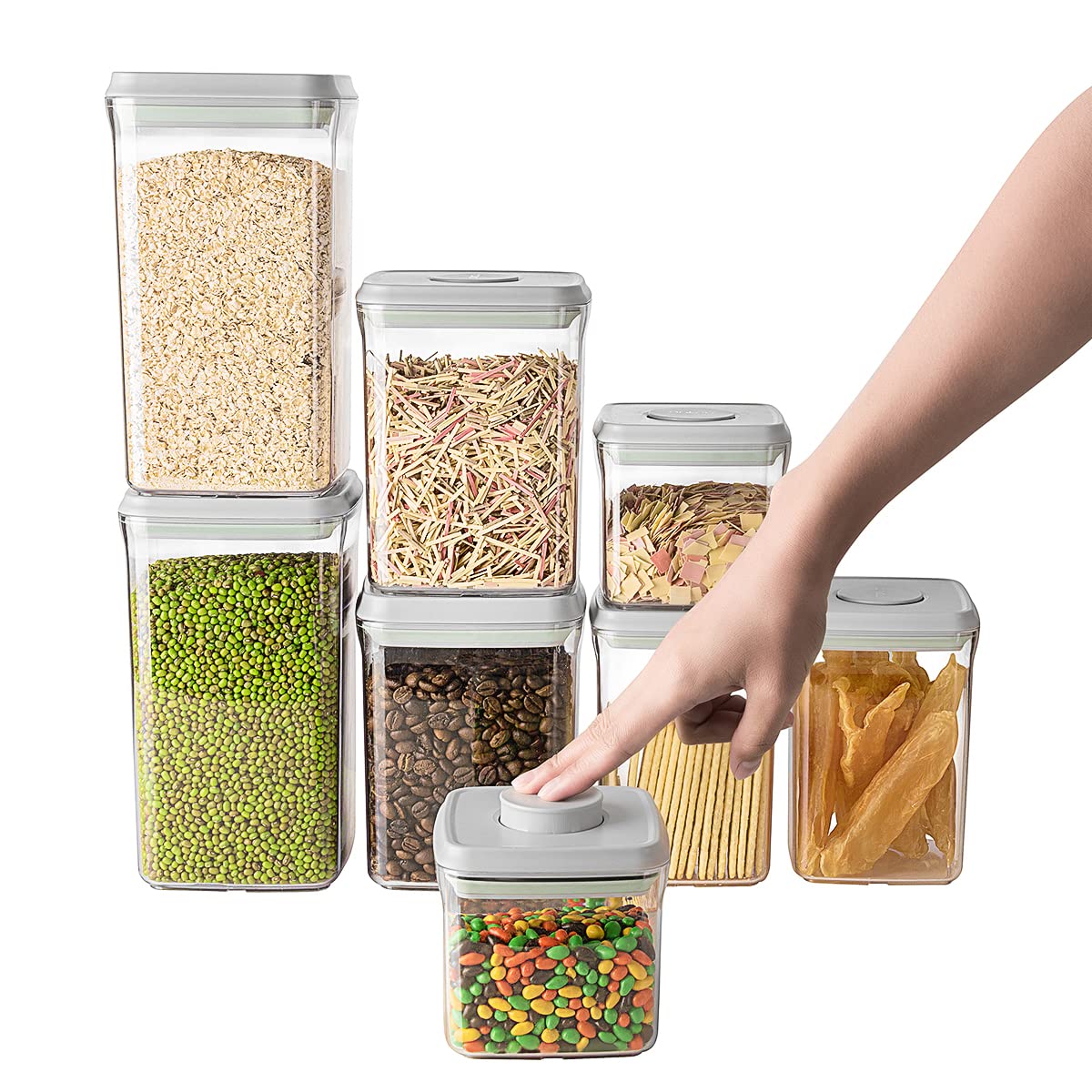 **Airtight Food Storage Containers Set - 8-Piece POP Open Kitchen Canisters with Lids for Cereal, Candy, Nuts & Sugar | Pantry Organization & Kitchen Storage | Perfect for Meal Prep, Baking & Snack Storage**