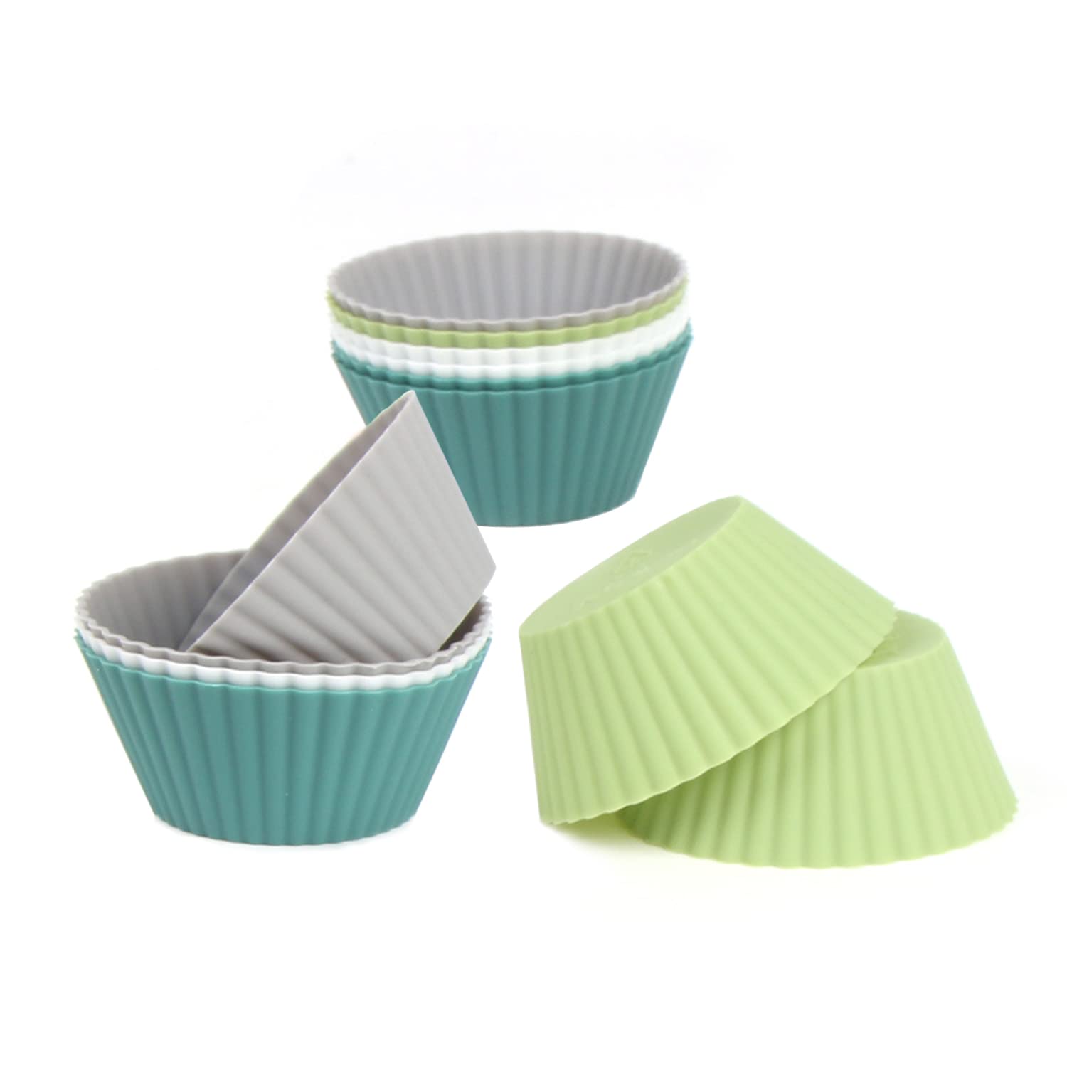 VEYLIN 12 Pack Reusable Silicone Cupcake Liners - Non-Stick Baking Muffin Molds & Cake Cups for Home Baking, Party Desserts, and Holiday Treats