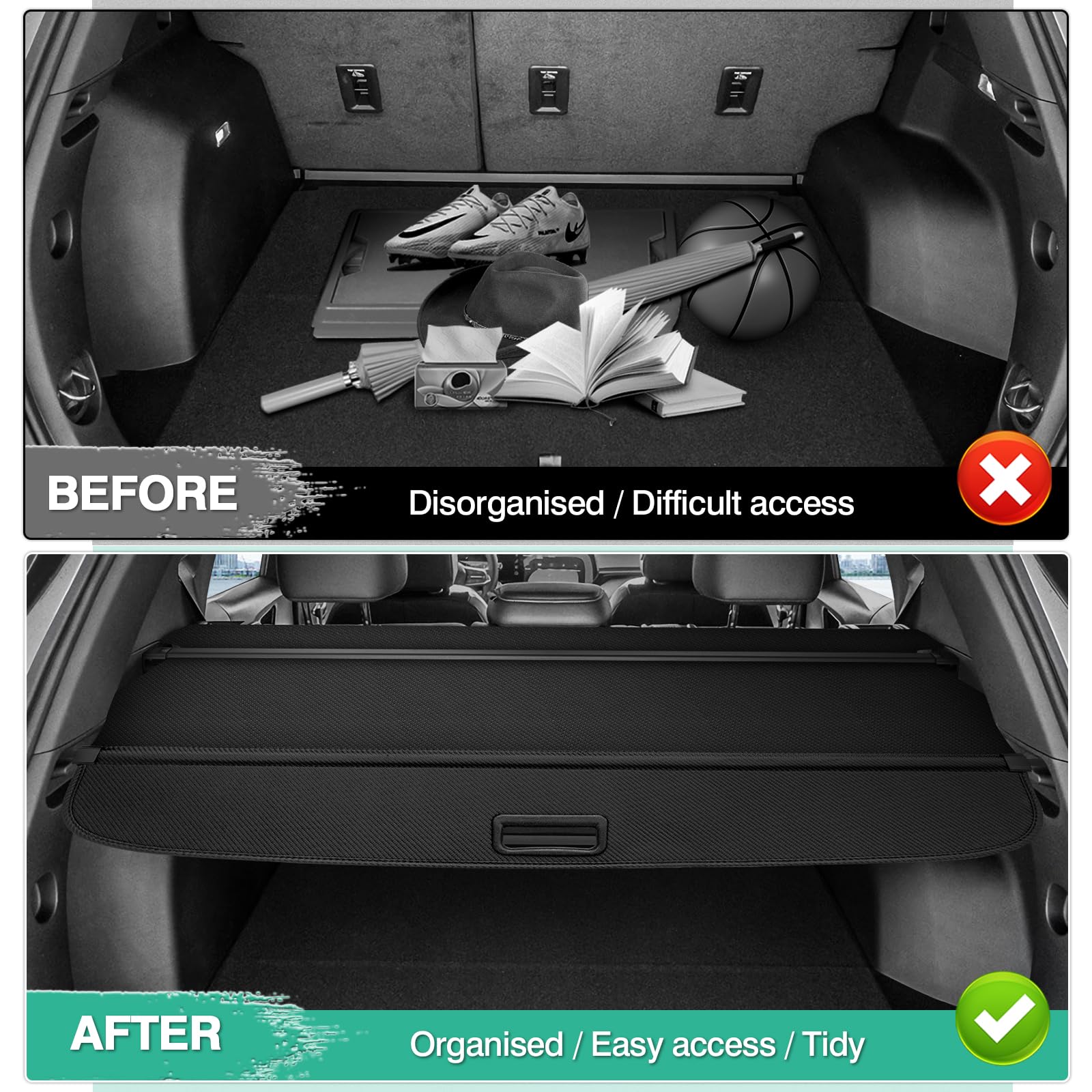 2025 Chevy Chevrolet Equinox Cargo Cover - Retractable Trunk Shade, No Gap Luggage Protector for Privacy & Security | Perfect for Road Trips, Grocery Hauling & Outdoor Adventures