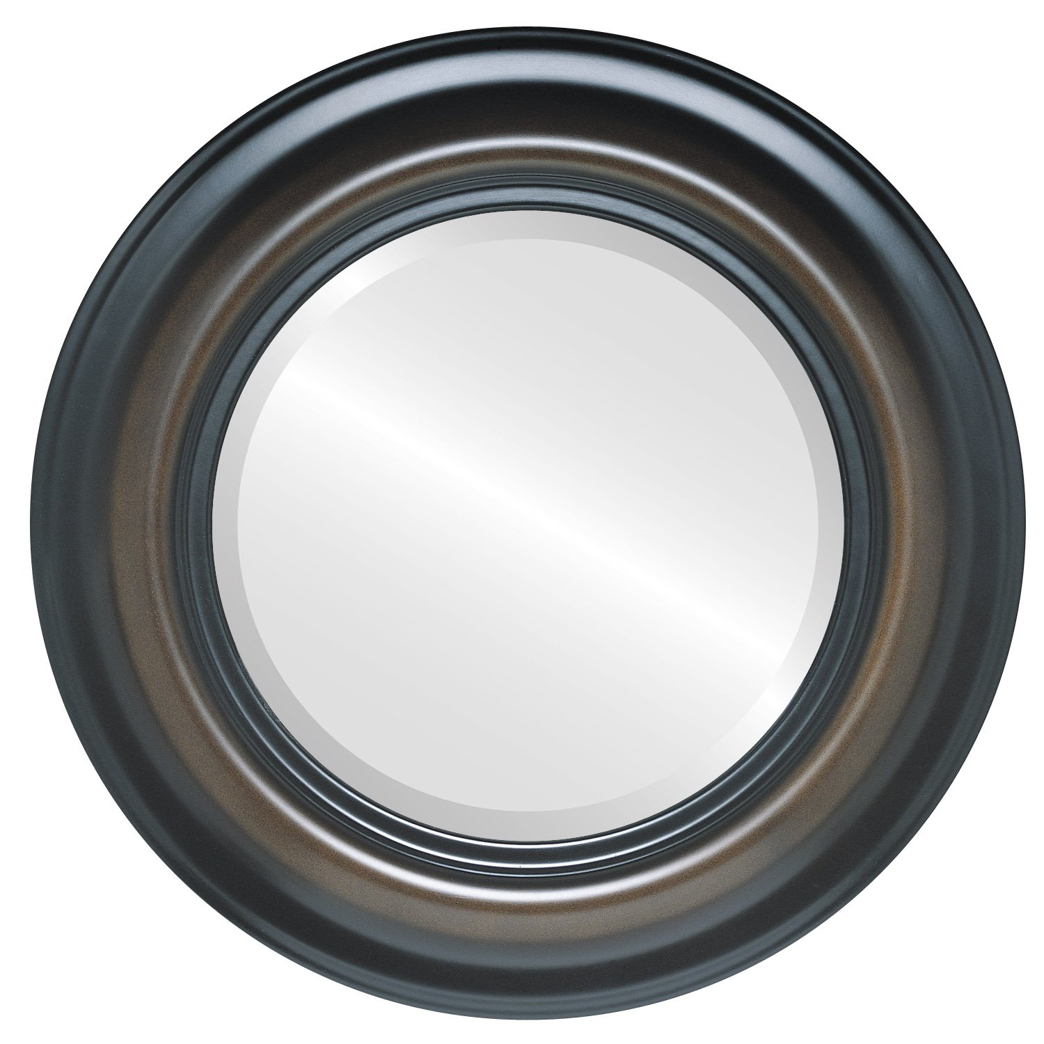 OVALCREST 29x29 Round Beveled Wall Mirror - Lancaster Style Walnut Finish - Elegant Home Decor for Living Room, Bedroom & Entryway