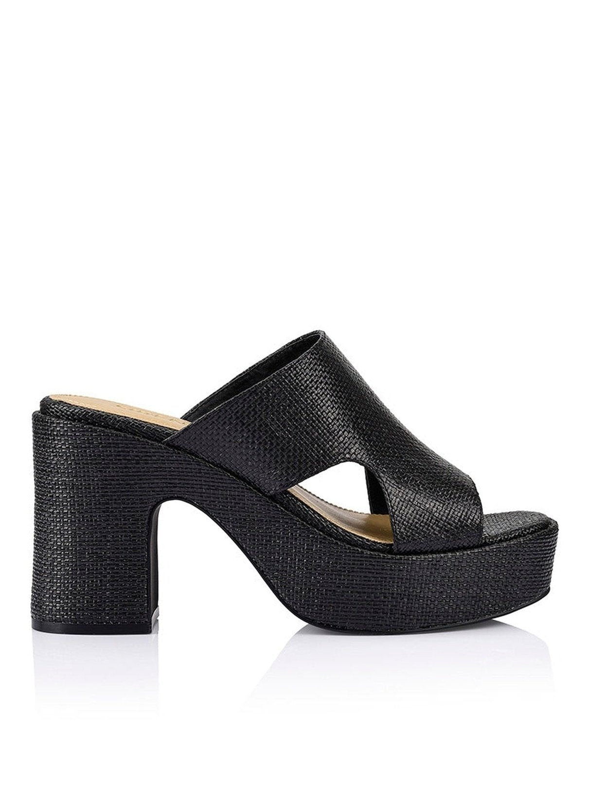 Black Raffia Milky Platform Sandals for Women - Comfortable Summer Beach Shoes for Outdoor Walking, Vacation & Casual Wear