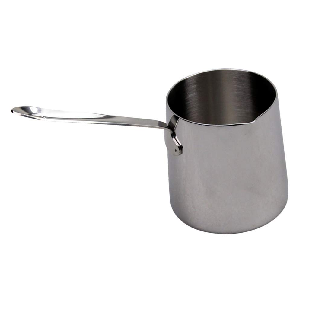 Premium 370ml Stainless Steel Turkish Coffee Pot - Long Handle Saucepan for Milk, Butter & Coffee Warmer - Ideal for Home, Camping & Gifts