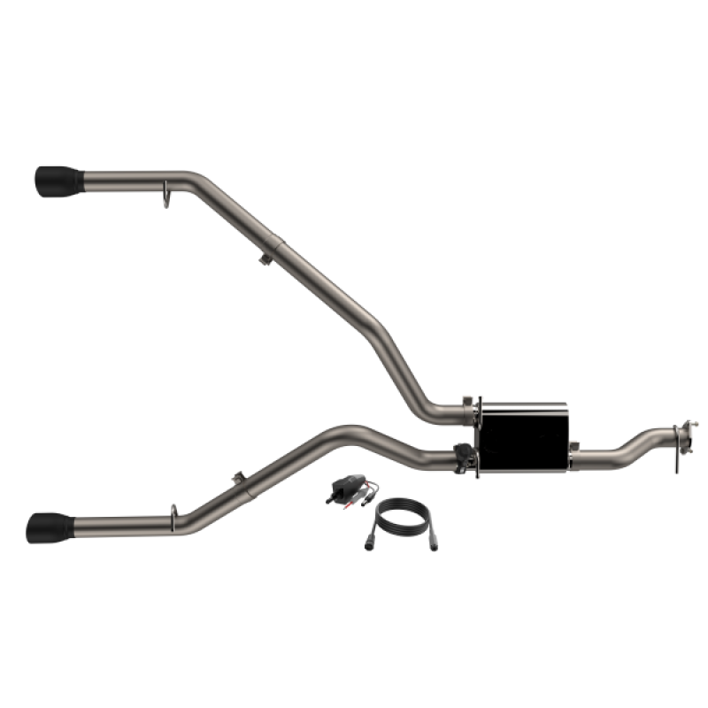 2019-2024 Ram 1500 QTP Screamer Split Rear Exit Cat-Back Exhaust System with Black Tips - Performance Upgrade for Off-Road & Street Driving