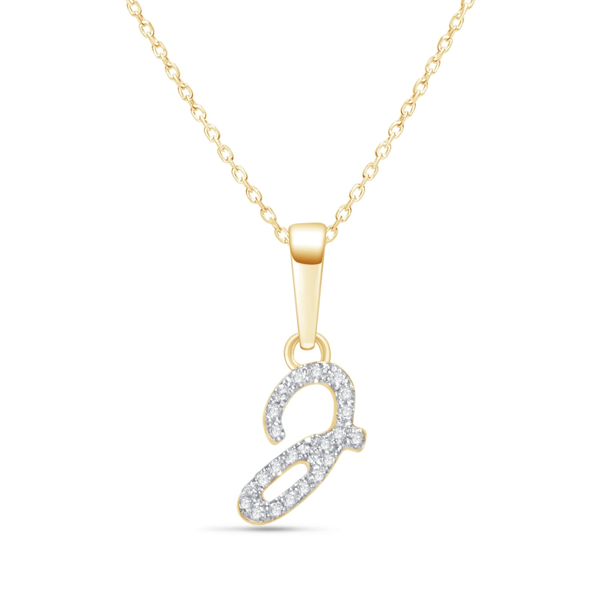 14K Yellow Gold Cursive Diamond Initial Necklace - Personalized Name Pendant for Women - Perfect for Birthdays, Anniversaries & Everyday Elegance