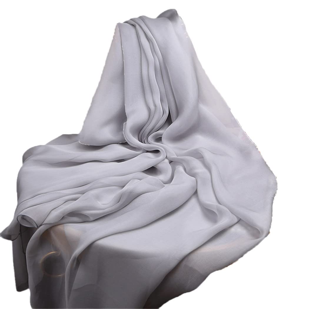 Light Gray 100% Silk Scarf for Women - Soft & Luxurious Summer Shawl Wrap - Perfect for Spring Outfits, Office Wear & Special Occasions