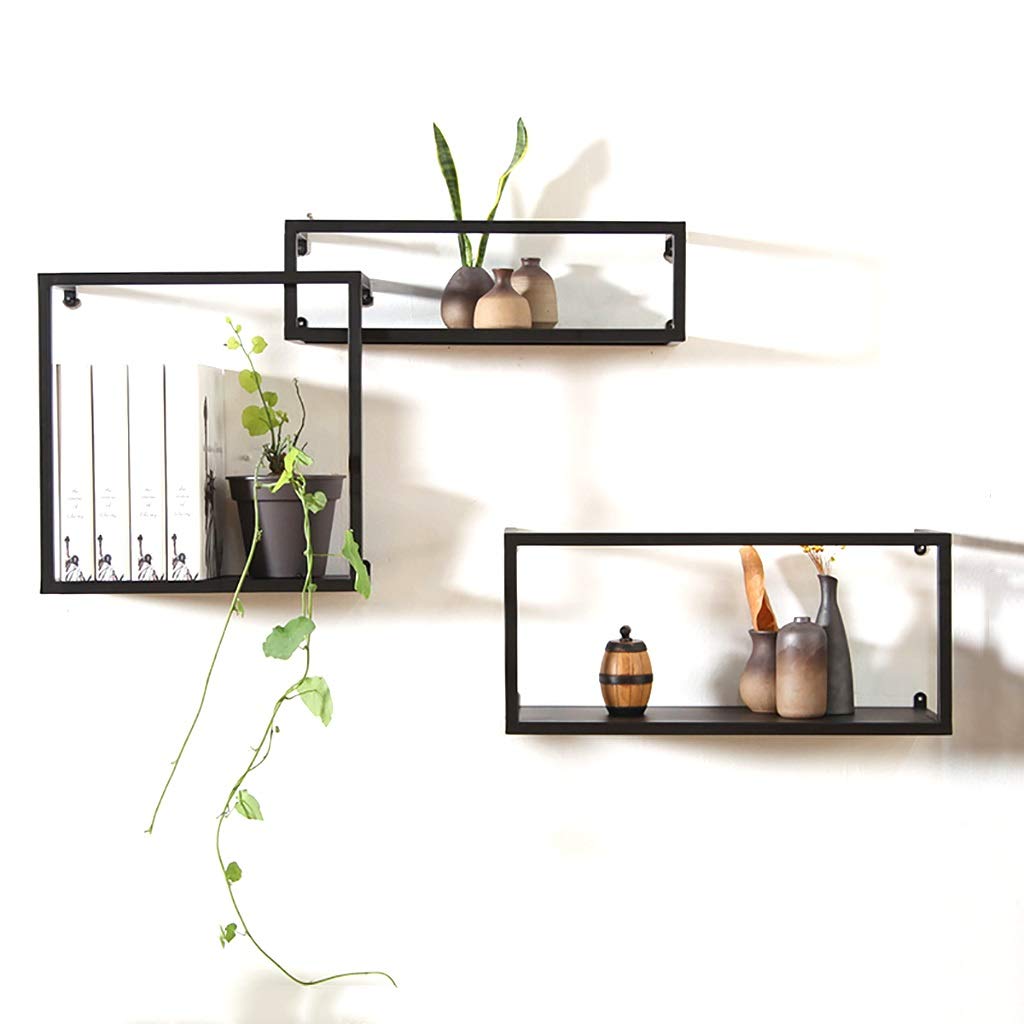 Wrought Iron Wall Shelf - Decorative Bookshelf & Bookcase for Living Room | Wall Hanging Display Stand & Partition | Perfect for Home Decor, Office Organization & Small Space Storage