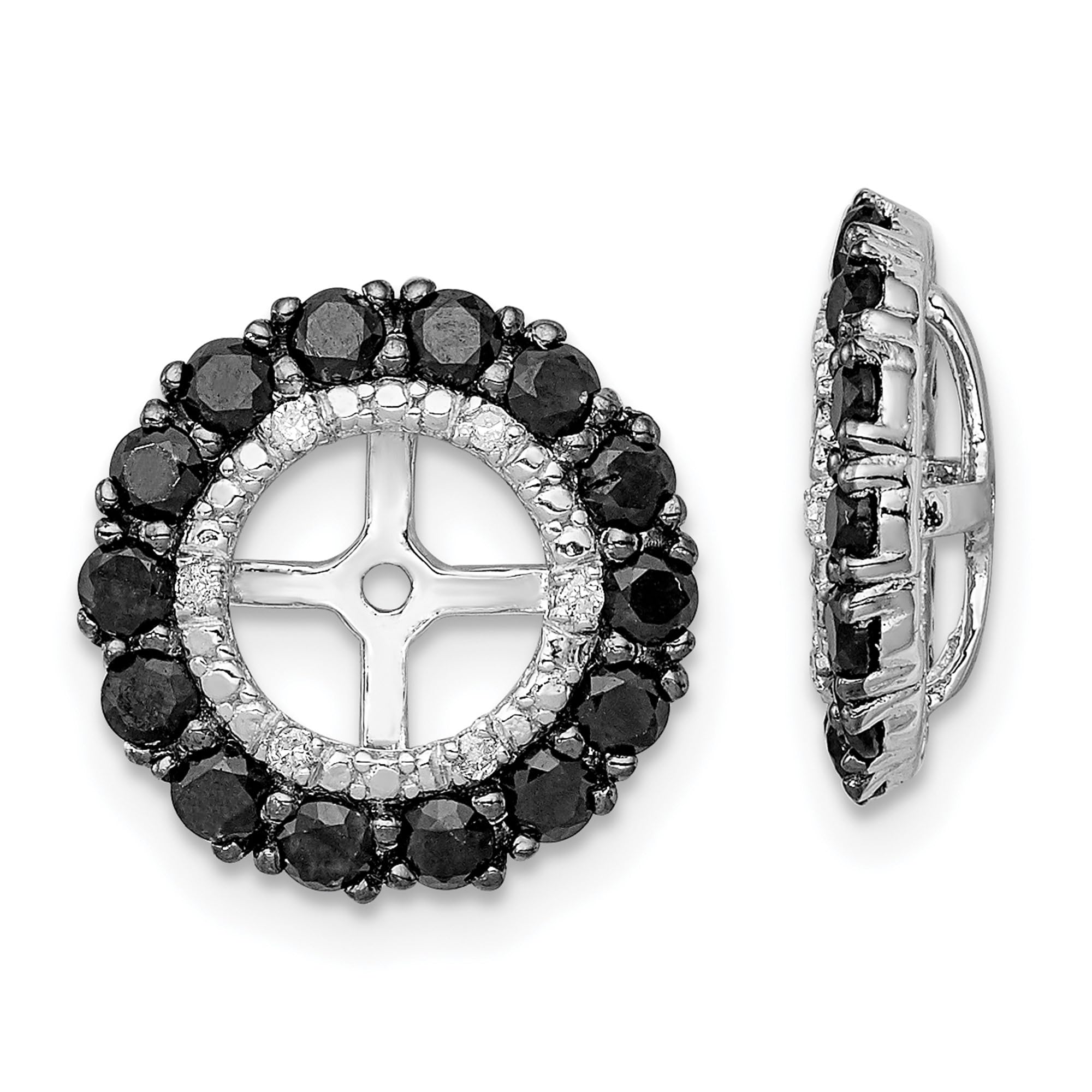 925 Sterling Silver Diamond Black Sapphire Earring Jackets for Studs - Perfect for Weddings, Parties & Evening Events