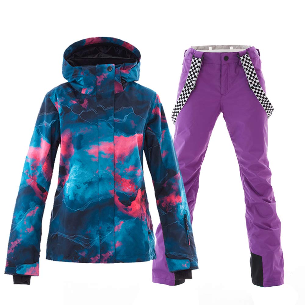 GS SNOWING Women's Ski Jacket & Pants Set - Windproof Waterproof Insulated Snowsuit for Winter Warmth - Perfect for Snowboarding, Skiing & Cold Weather Outdoor Activities