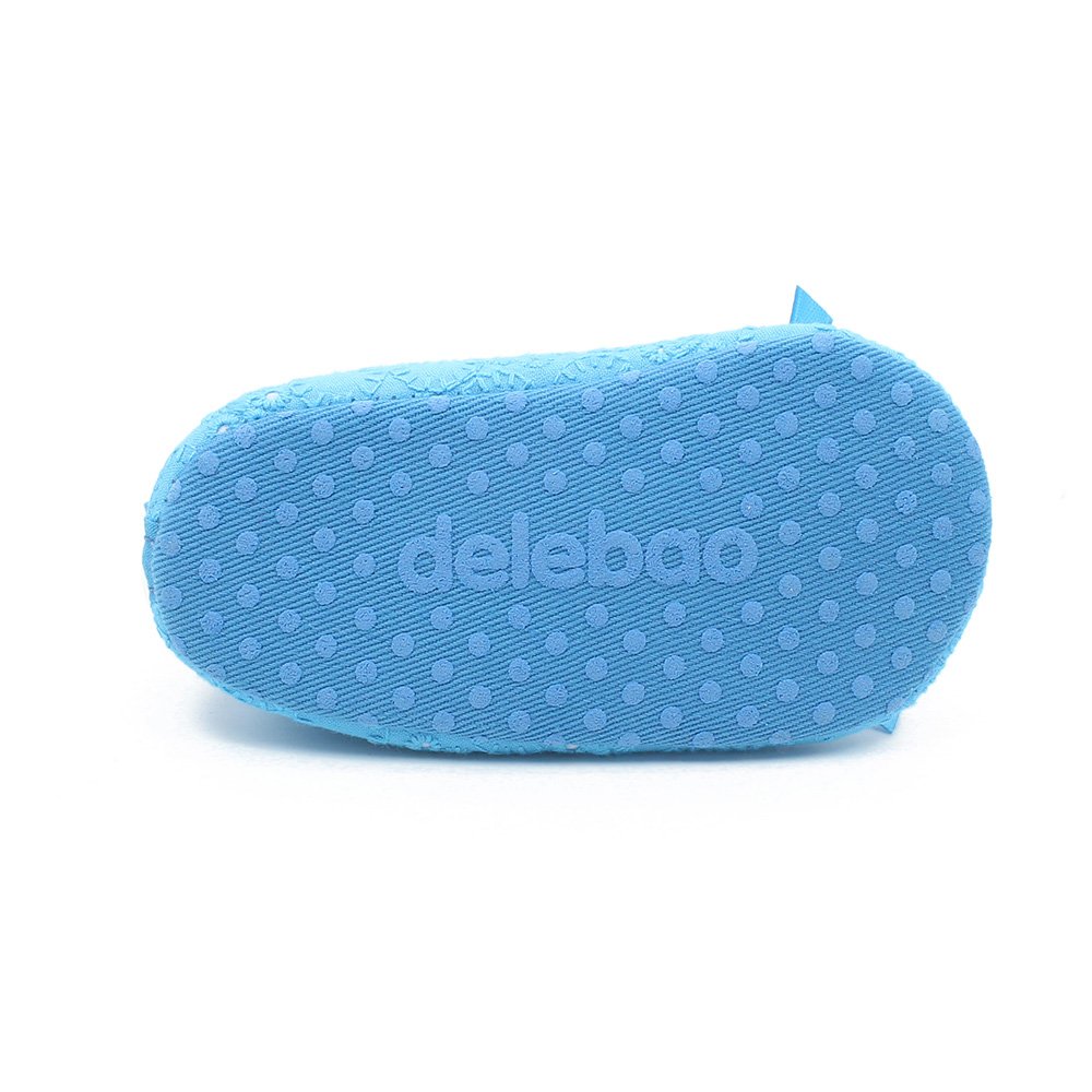 Delebao Baby Girl Satin Mary Jane Shoes - Soft Infant Baptism Slippers, Comfortable Dance Ballerina First Walkers for 12-18 Months (Blue) - Perfect for Christening, Photo Shoots & Special Occasions