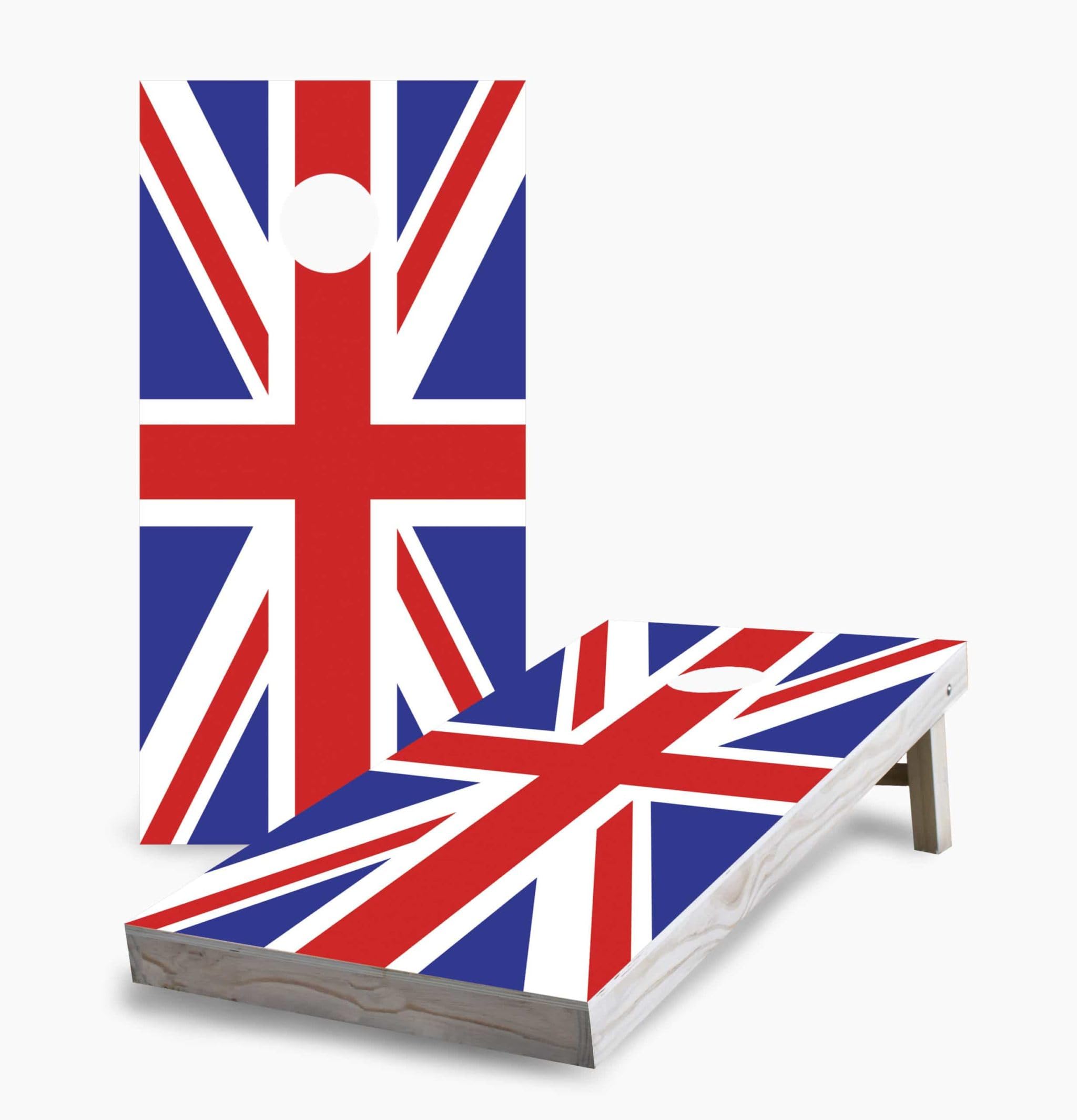 British Flag Corn Hole Board Game Set - 2 Boards & 8 Bags - Outdoor Lawn Party Game for Backyard, Tailgating, Picnics and BBQs
