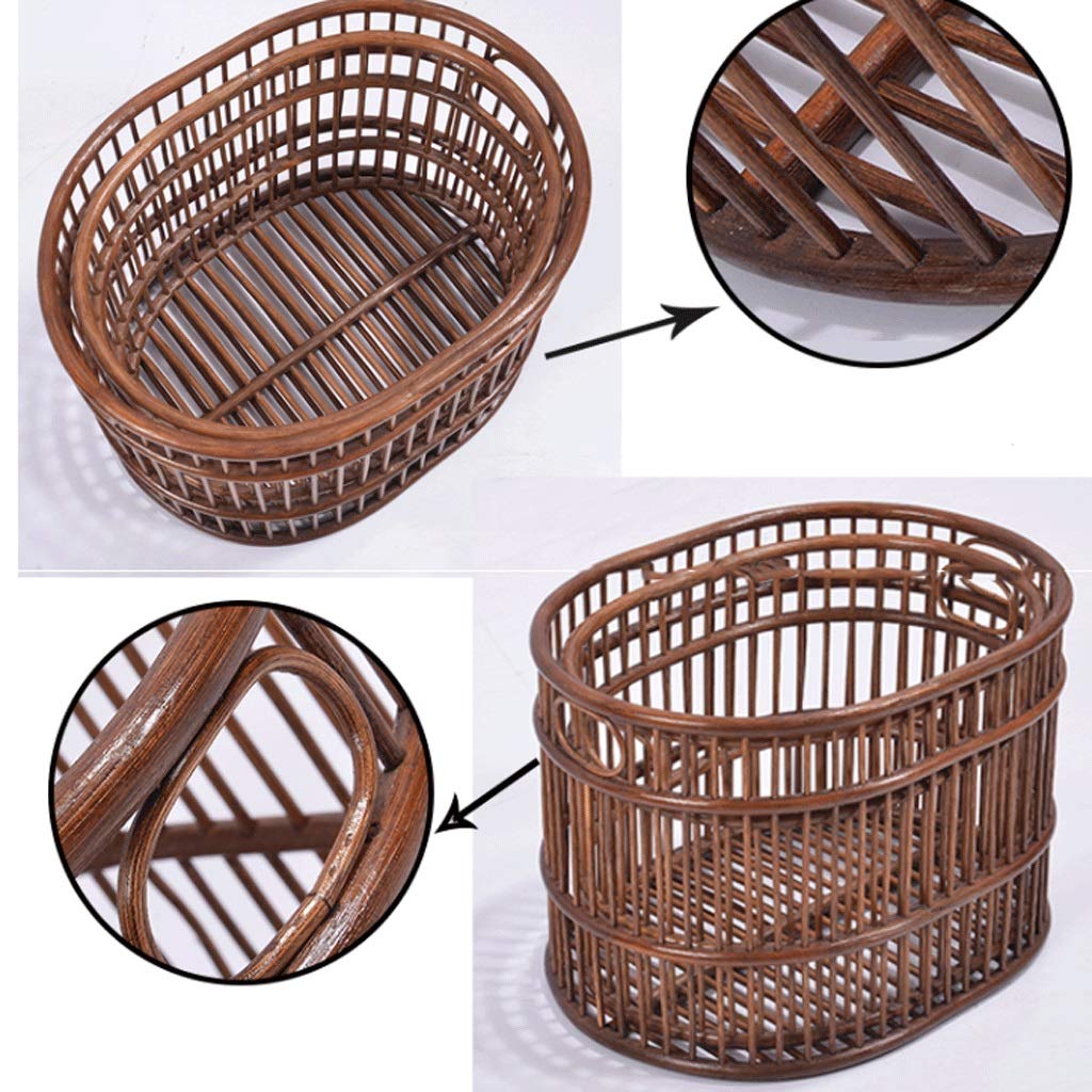 Large Woven Rattan Storage Basket with Handles - 14.1x18.8x12.9 Inches Multifunctional Organizer for Laundry, Blankets, Toys | Perfect for Bathroom, Bedroom, Kitchen & Home Office Storage Solutions