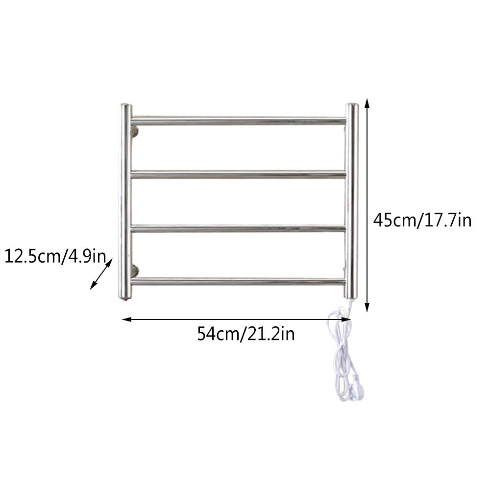 Premium APUM Wall Mounted Towel Warmer for Bathroom - Polished Stainless Steel Electric Towel Heater with 4 Timer Settings & 58W Power (Silver Plug-in) - Perfect for Spa, Luxury Bathrooms & Cold Weather Comfort