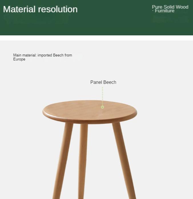 Solid Beech Wood Round Side Table - Small Accent Table for Living Room, Bedroom, or Patio - Natural Wood End Table with Sturdy Construction
