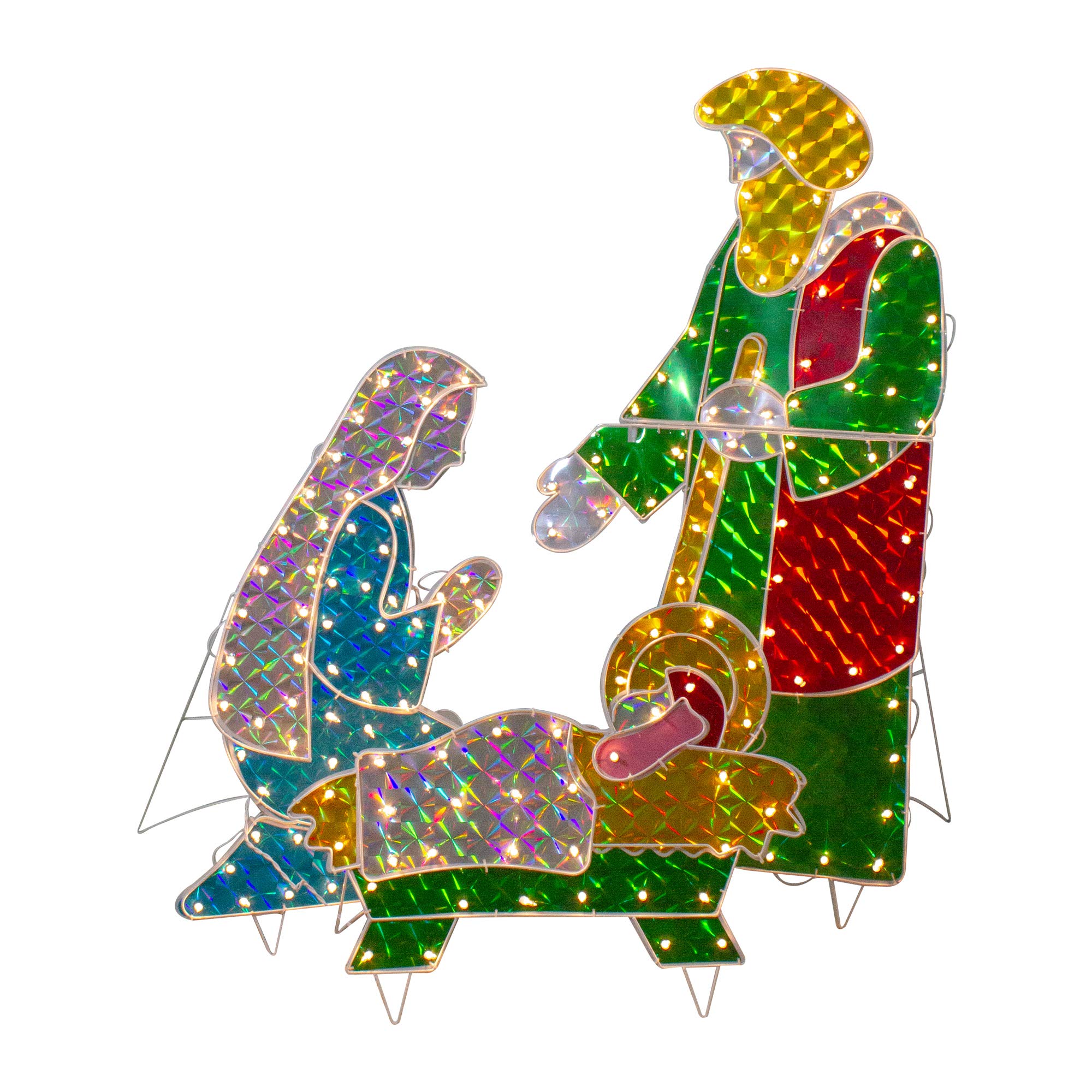 Northlight 3-Piece Lighted Holographic Christmas Nativity Scene Set - Outdoor Holiday Decor with Clear LED Lights for Yard, Garden & Porch Display
