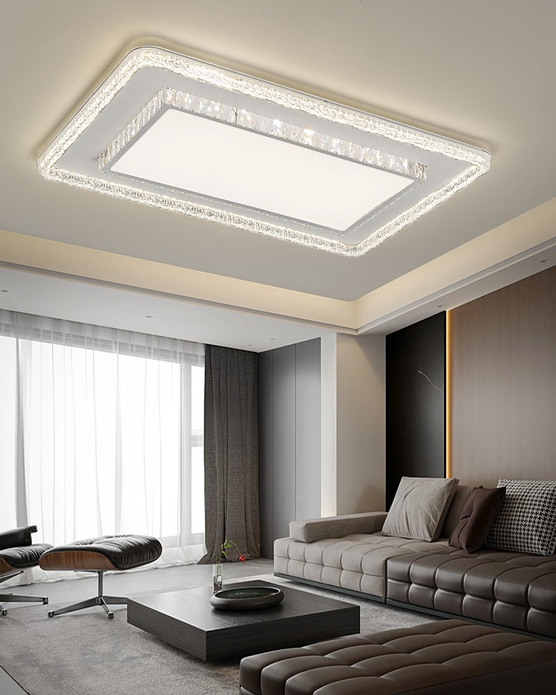 Crystalara Modern Ceiling Light Fixture - Energy Efficient LED Flush Mount Lighting for Bedroom, Living Room & Kitchen | Dimmable Bright White Light for Home & Office Decor