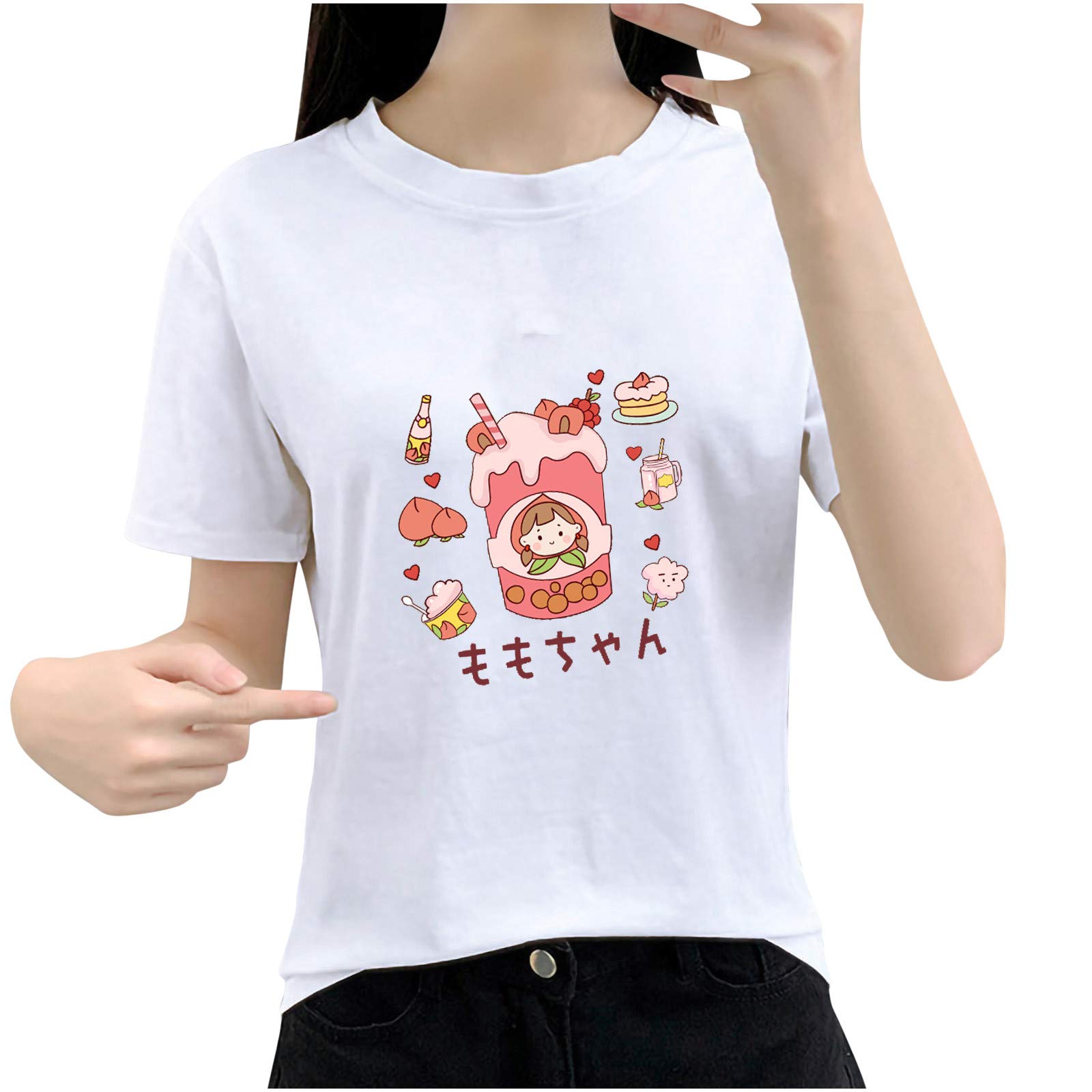 Korean Harajuku Style Women's T-Shirt - Summer Casual Comfortable Cute Printed Top for Streetwear, Dating & Travel | Trendy Fashion Sweatshirt for Outgoing Girls