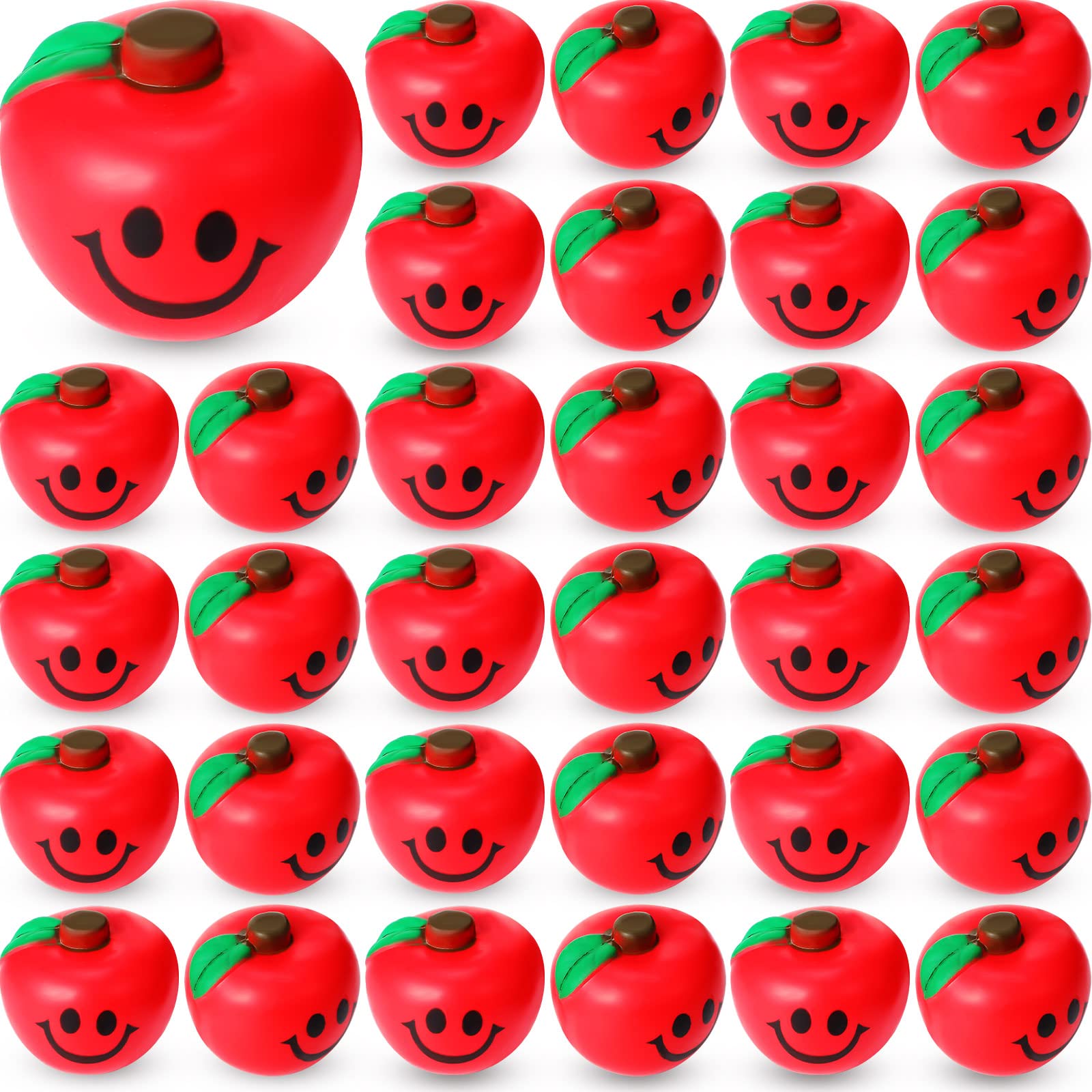 Jerify 30 Pcs Fruit Stress Ball Toys - Soft Foam Anxiety Relief Balls for Finger Exercise, Party Favors & Office Stress Relief (Red) - Perfect for Home, Office, Classroom & Therapy Sessions