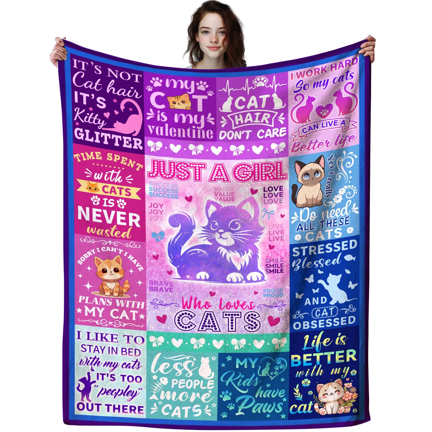 Soft Antibroth Cat Blanket for Kittens - Cute Pet Throw Blanket for Cat Lovers, Perfect Gift for Cat Owners & Cat Ladies (50