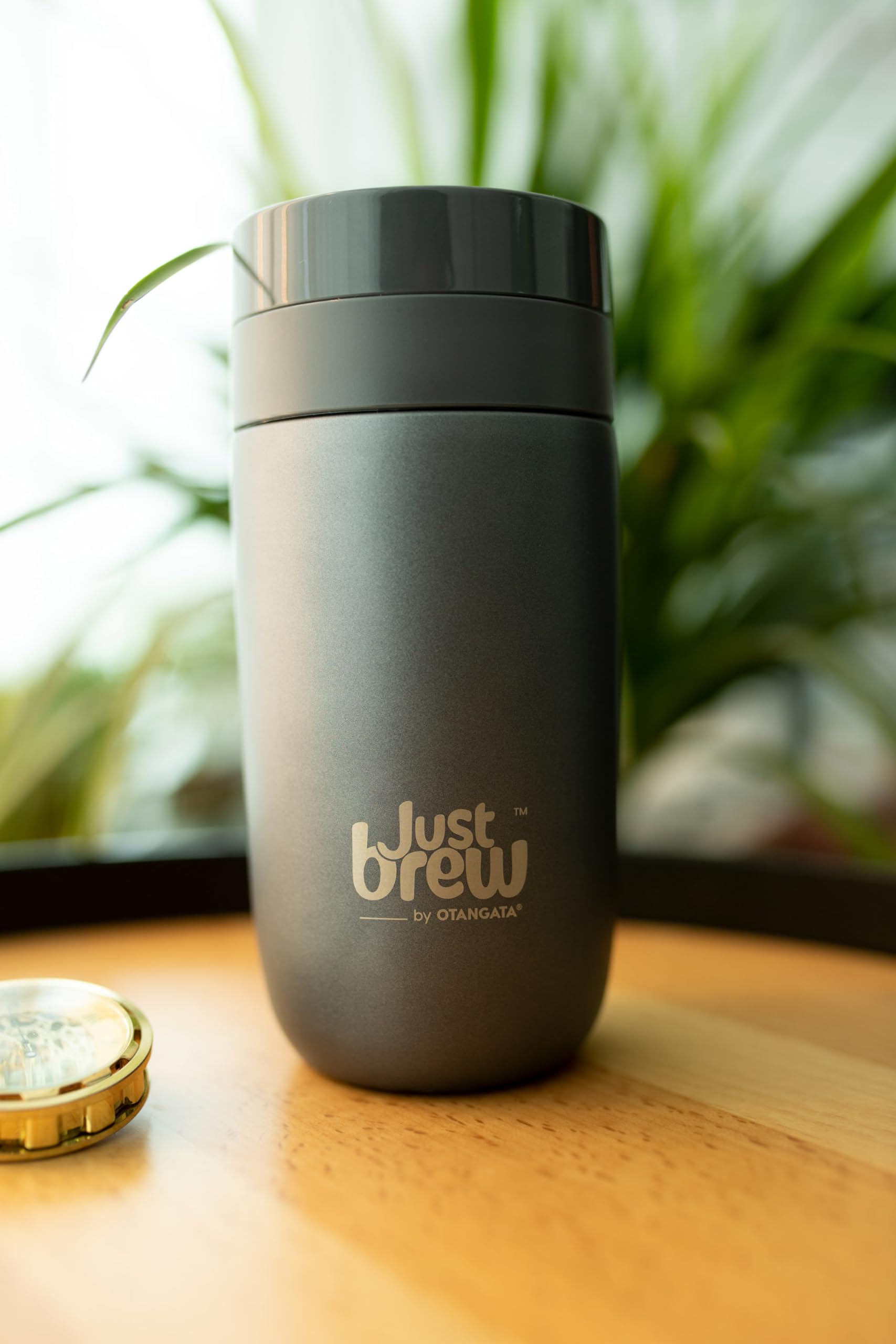 JustBrew® 12oz Stainless Steel Vacuum Insulated Water Bottle - Black | Leakproof & Unbreakable Thermos for Hot & Cold Drinks | Perfect for Gym, Hiking, Office & Travel | BPA-Free, Sweatproof & Easy Carry Design