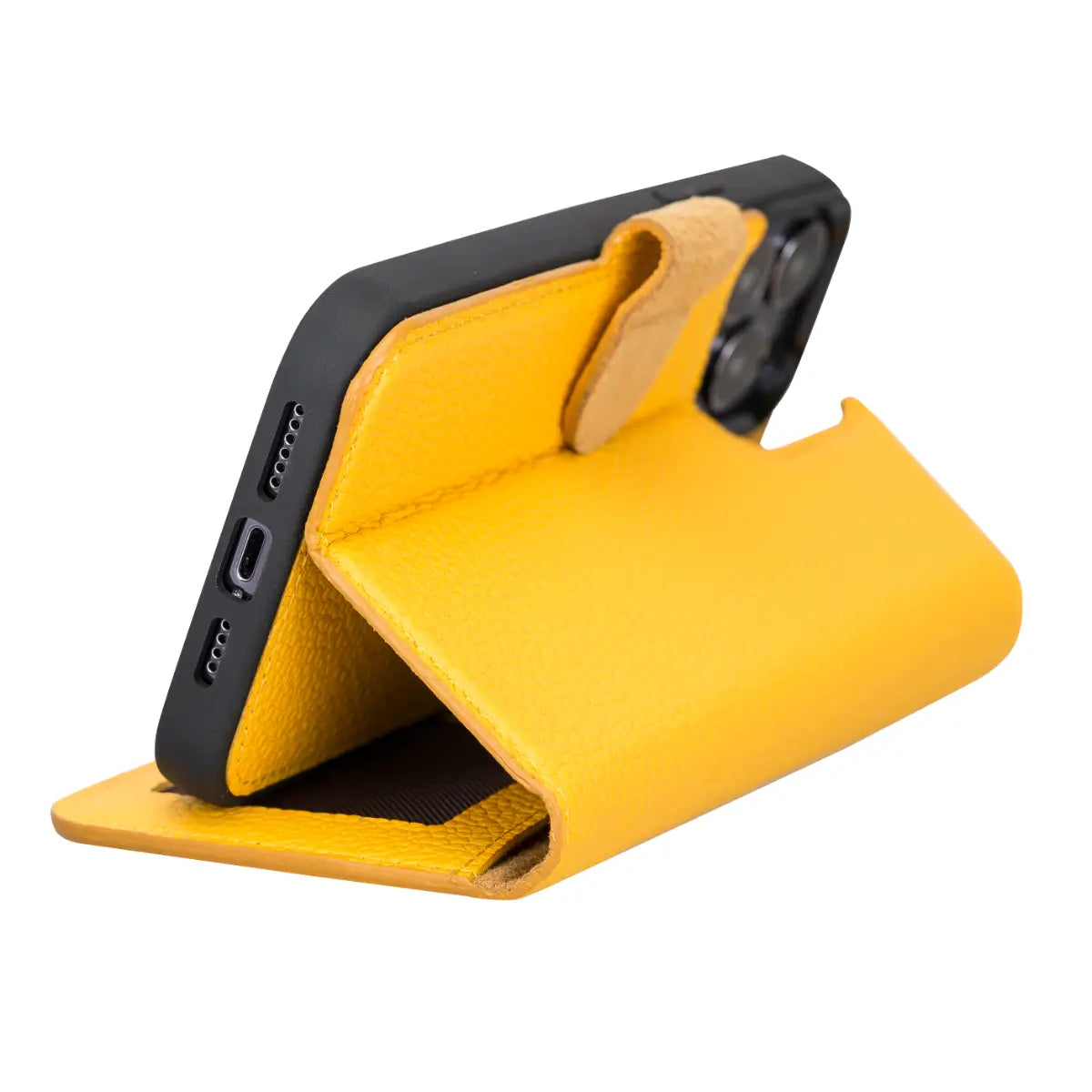 Premium Yellow Leather Wallet Case for iPhone 13 Pro Max - Slim Protective Cover with Card Slots | Perfect for Everyday Use, Travel & Business (2023 Model)