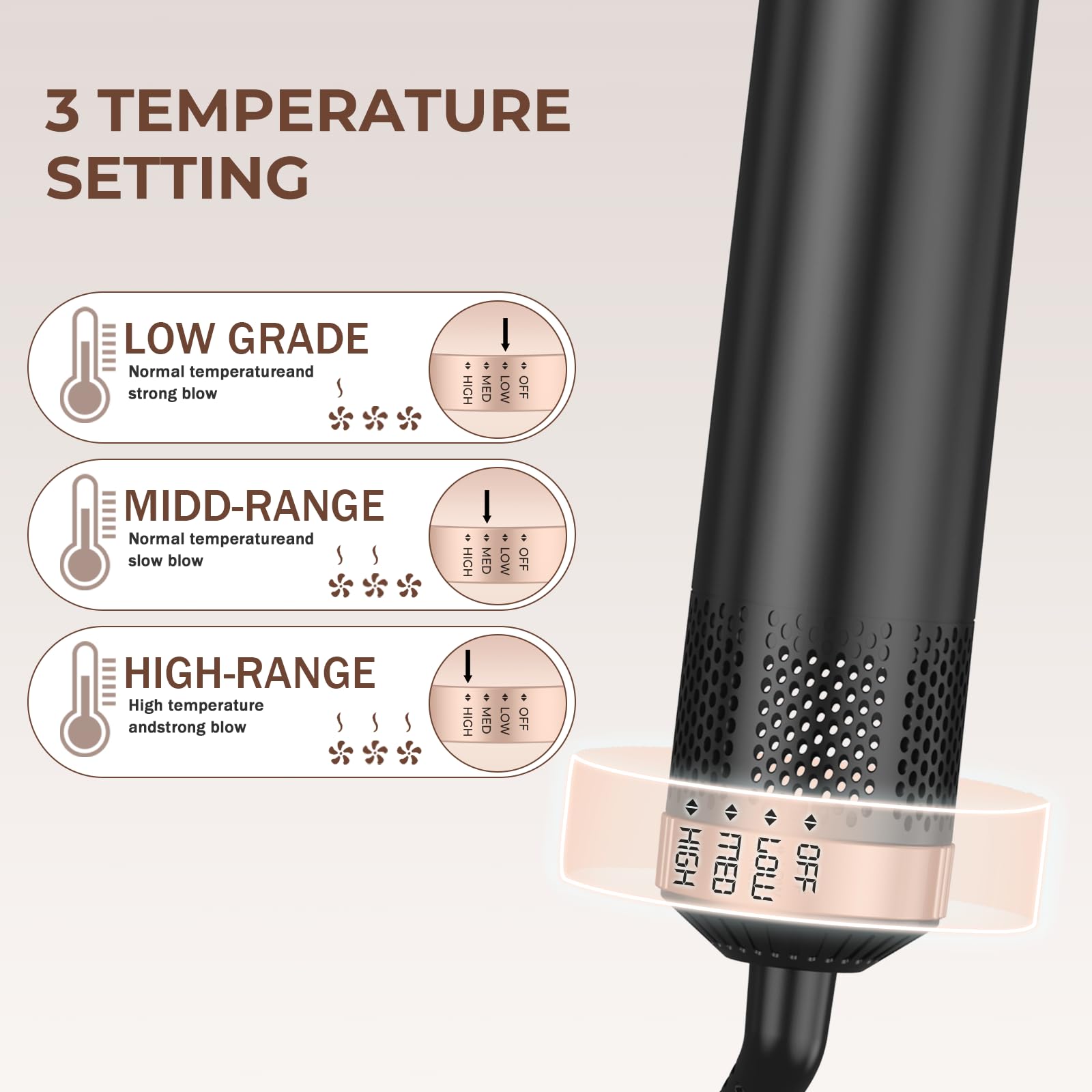 5 in 1 Blow Dryer Brush for Hair Styling - Upgraded Detachable Hot Air Brush with Negative Ion Technology for Drying, Curling & Straightening - Perfect for Salon-Quality Styling at Home, Travel & Daily Use