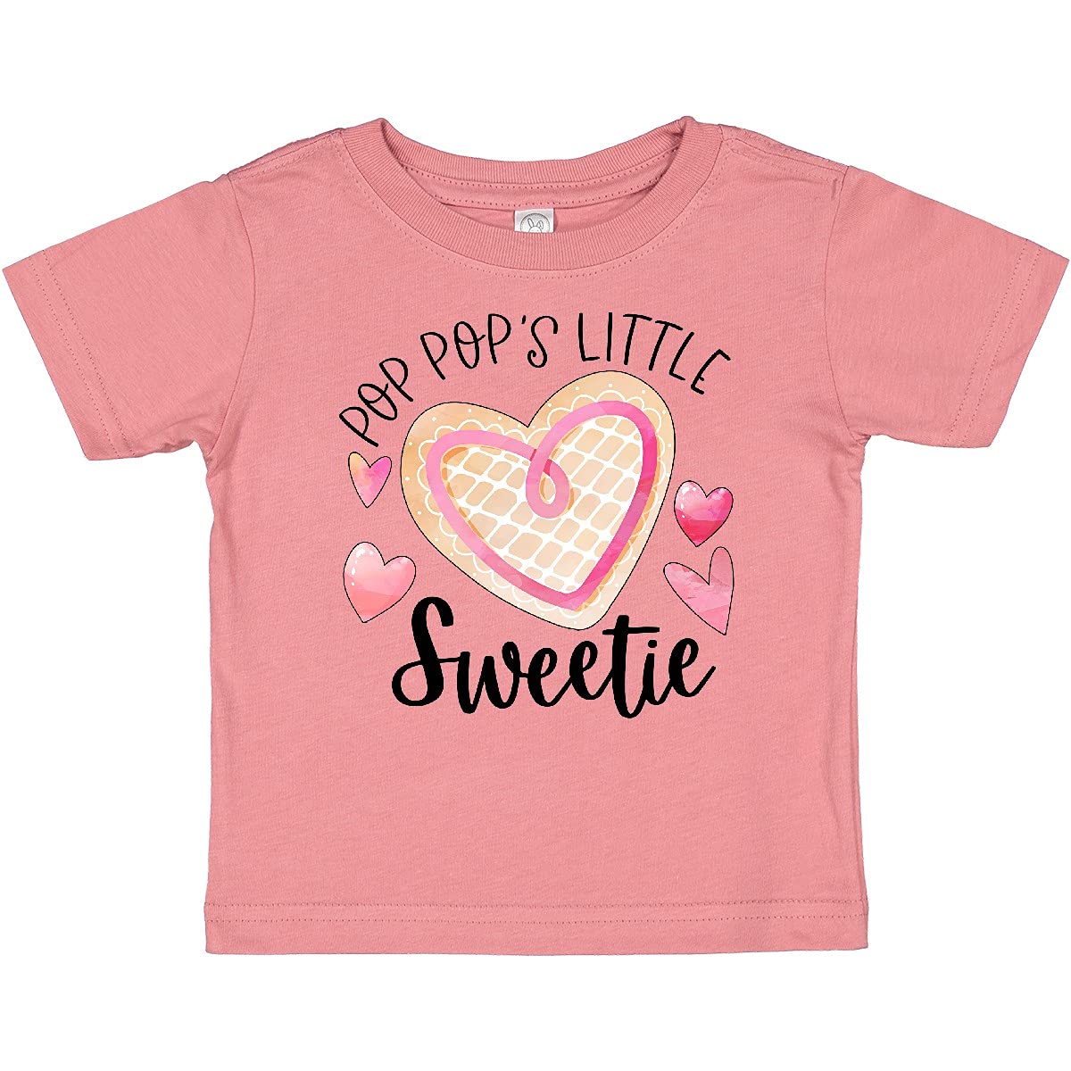 Inktastic Pop Pop's Little Sweetie Baby T-Shirt with Pink Heart Cookie Design - Cute Outfit for Toddlers, Grandkids & Family Photos