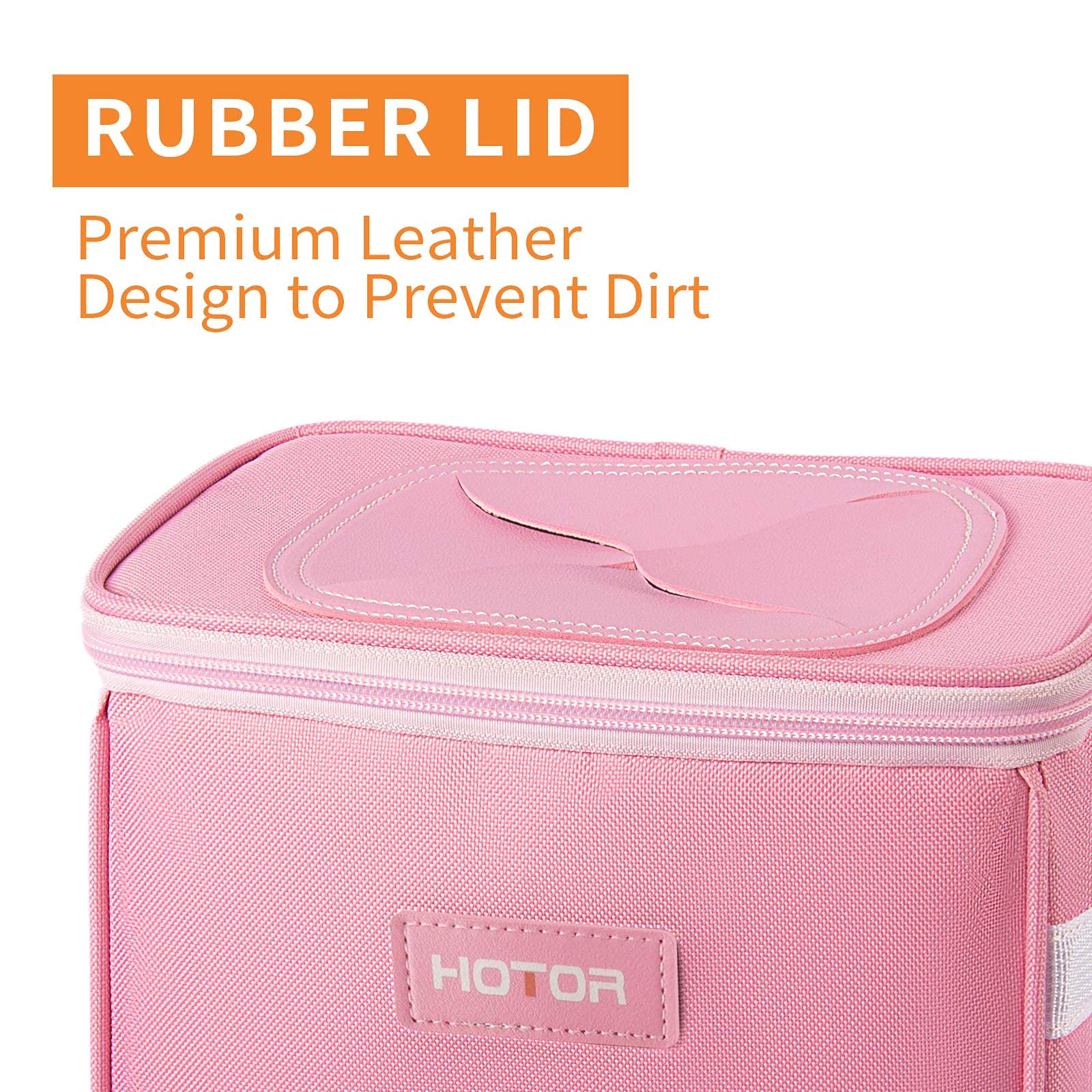 HOTOR 2 Gallon Car Trash Can with Lid - Leak-Proof Waterproof Garbage Bin with Storage Pockets | Multi-Purpose Vehicle Organizer for Road Trips, Commuting & Family Travel (Pink)