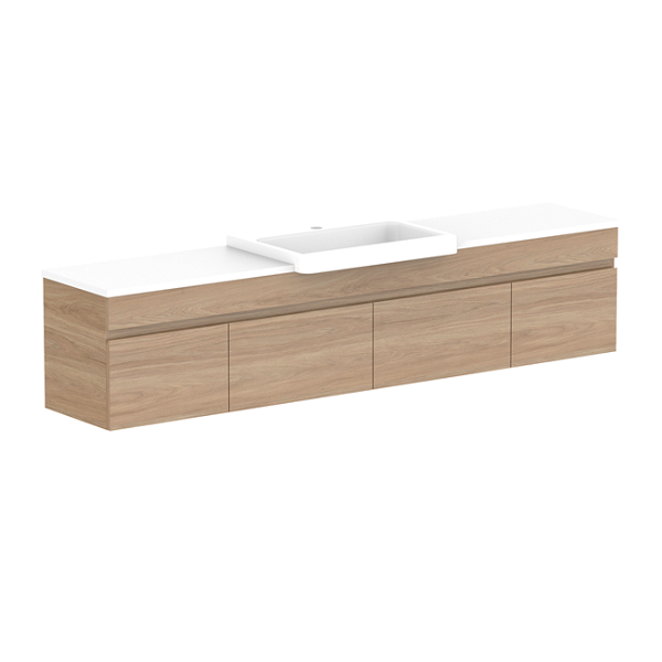 ADP Glacier Pro Semi Recessed Bathroom Vanity Set with Solid Surface Top - 24 Inch Modern Slim Cabinet for Small Spaces, Perfect for Powder Rooms and Guest Bathrooms