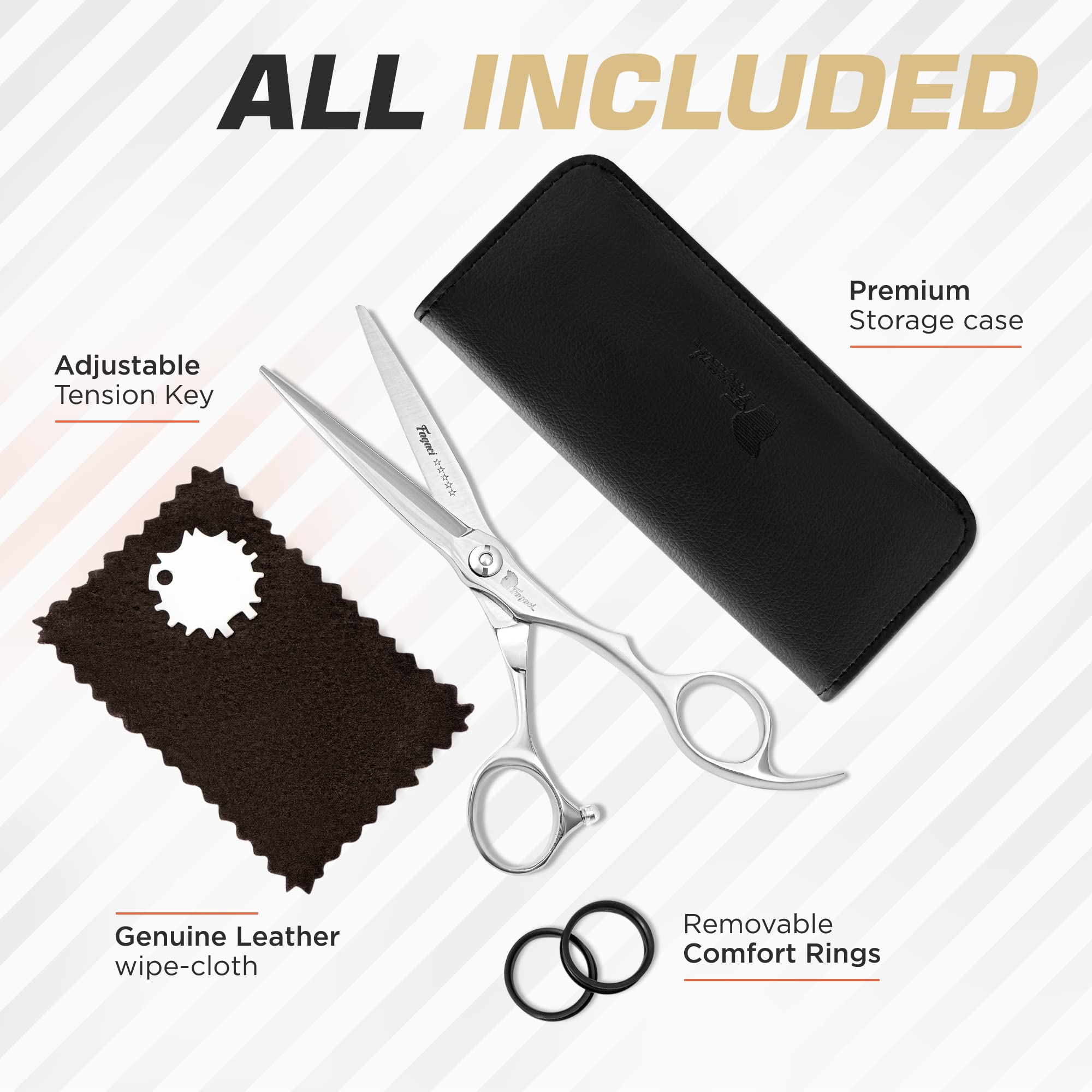 Fagaci Professional Hair Scissors 6” - Razor Sharp Blades, Premium ATS-314 Steel - Hair Cutting Shears for Stylists & Barbers - Perfect for Precision Haircuts, Trimming & Styling at Home or Salon