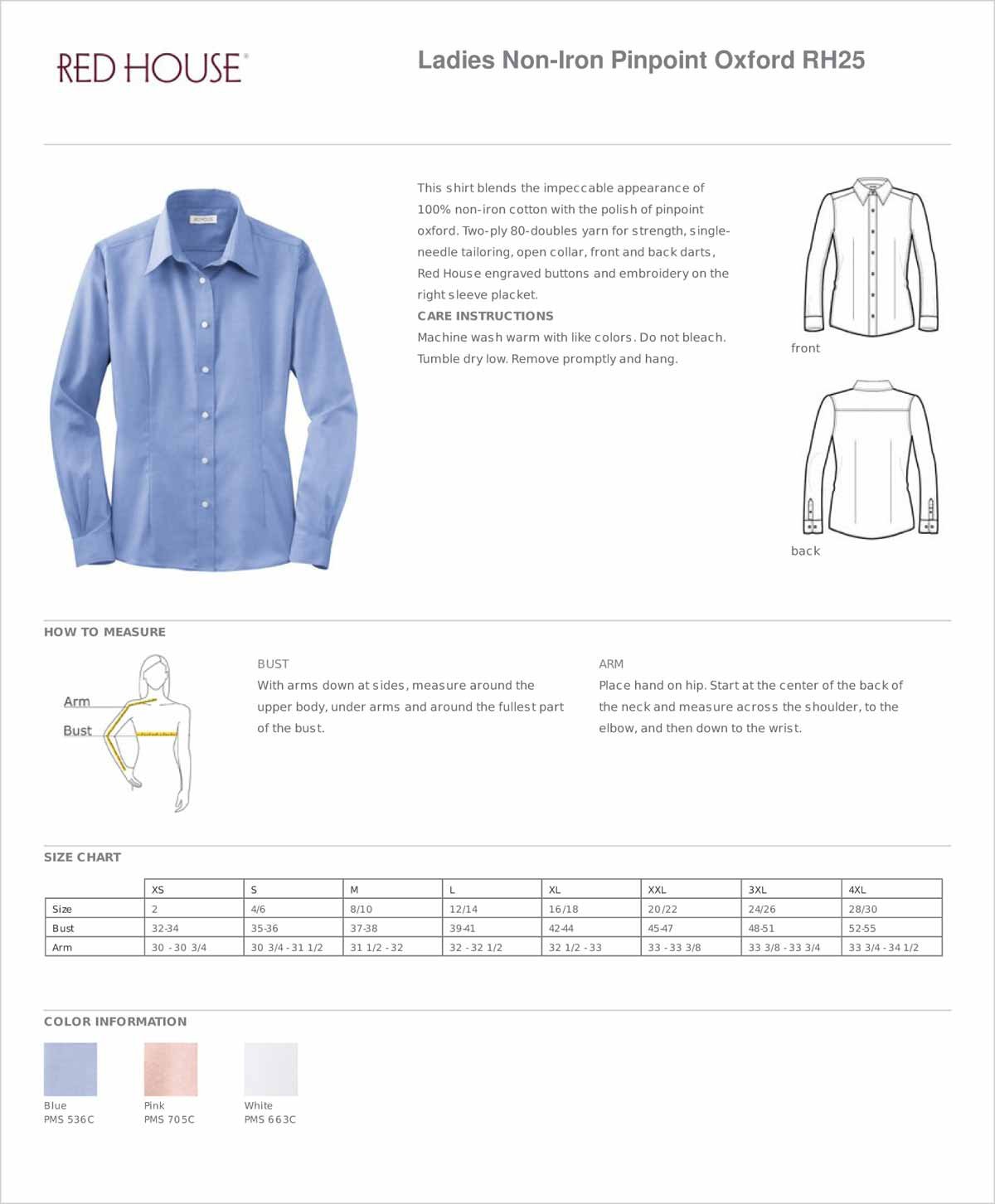 Red House Women's Non-Iron Pinpoint Oxford Shirt - Classic White Button Down Blouse for Office, Business & Formal Wear (Medium)