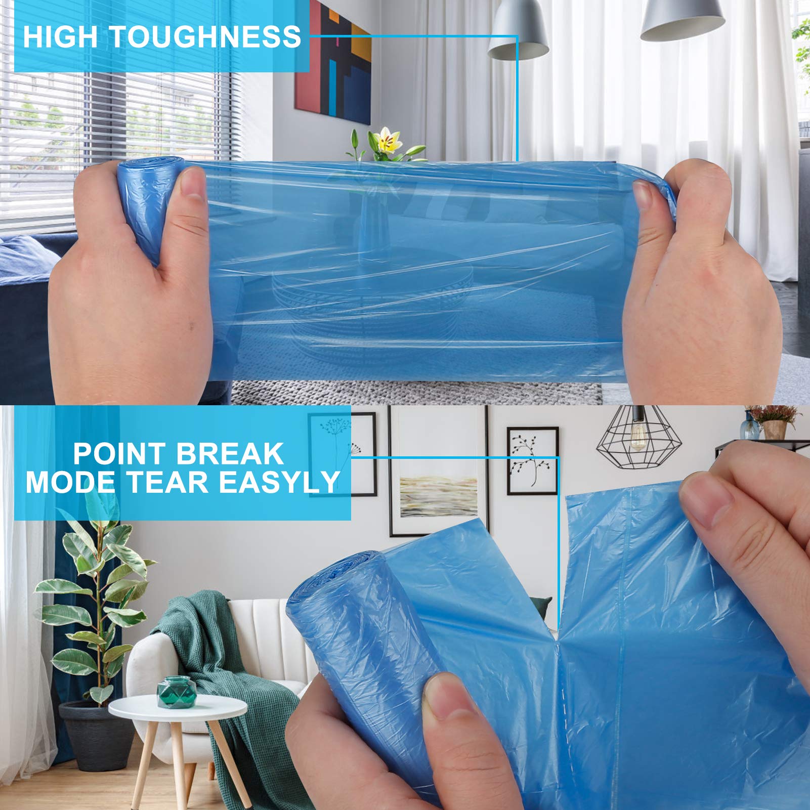 4 Gallon Small Trash Bags - Bathroom & Office Garbage Bags (4 Rolls, Colored) | Perfect for Bathroom Trash Cans, Office Waste Bins & Small Spaces