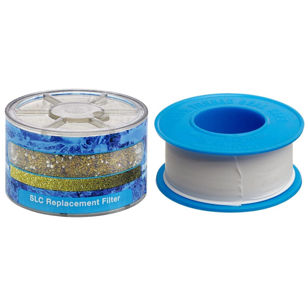 Sprite Slim-Line (SLC) Shower Filter Replacement Cartridge - Blue | Dixon Valve TTB75 PTFE Industrial Sealant Tape (-212°F to 500°F) | 3.5mil Thick, 520