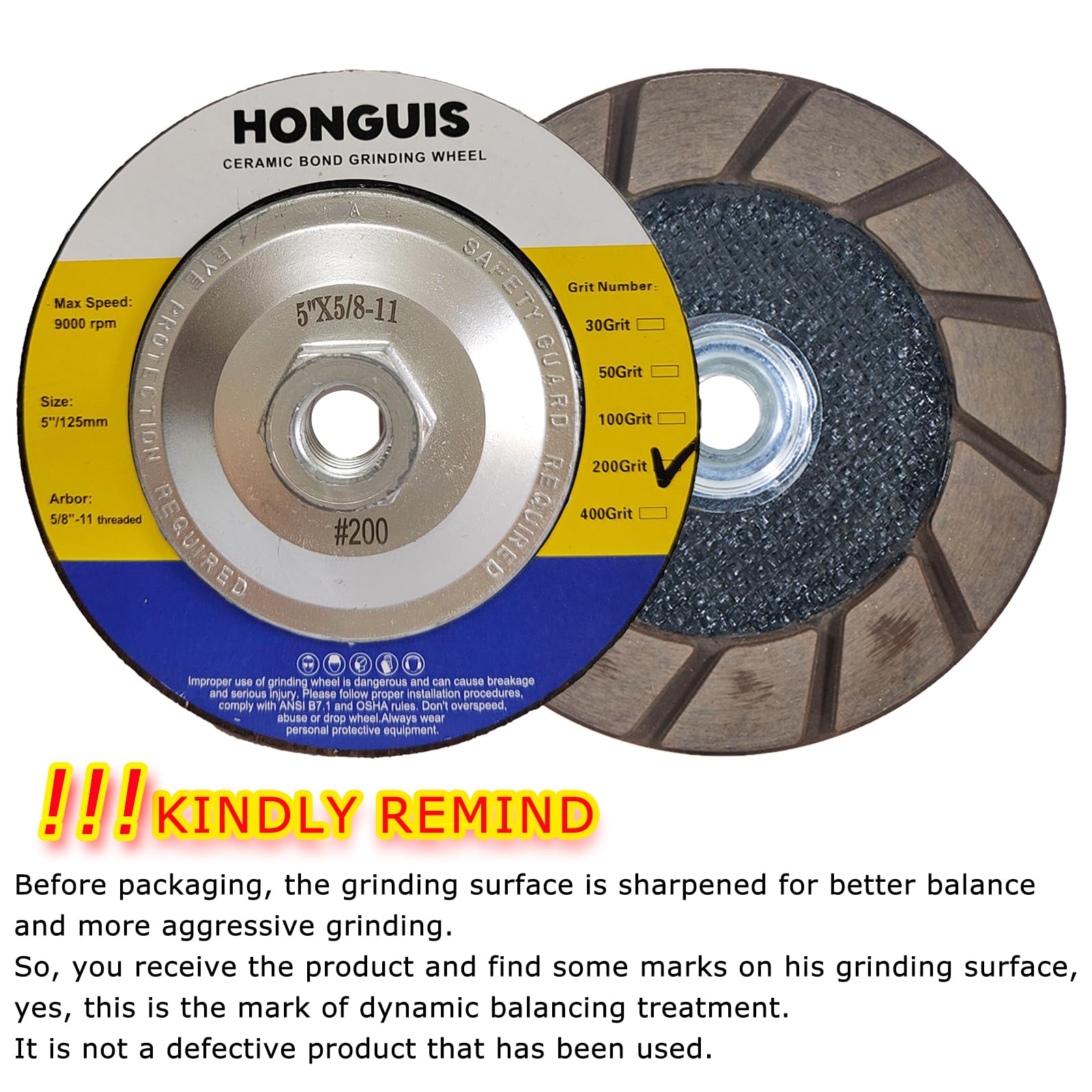 5 Inch Ceramic Bond Edge Cup Grinding Wheel with 5/8