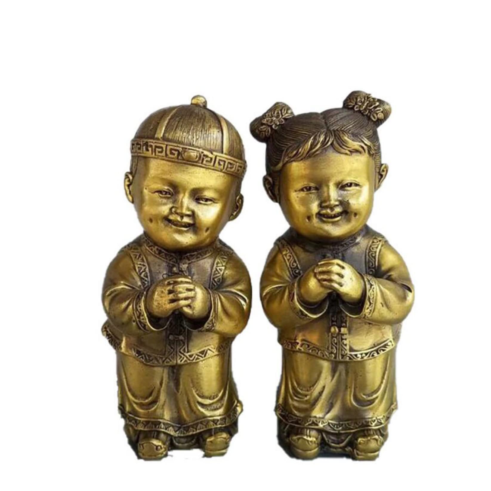KKONION Cute Boy & Girl Figurines - Copper Art Crafts for Home Decor, Living Room & Bedroom Ornaments - Unique Wedding Gift Idea for Couples | Perfect for Housewarming, Anniversary & Romantic Decorations