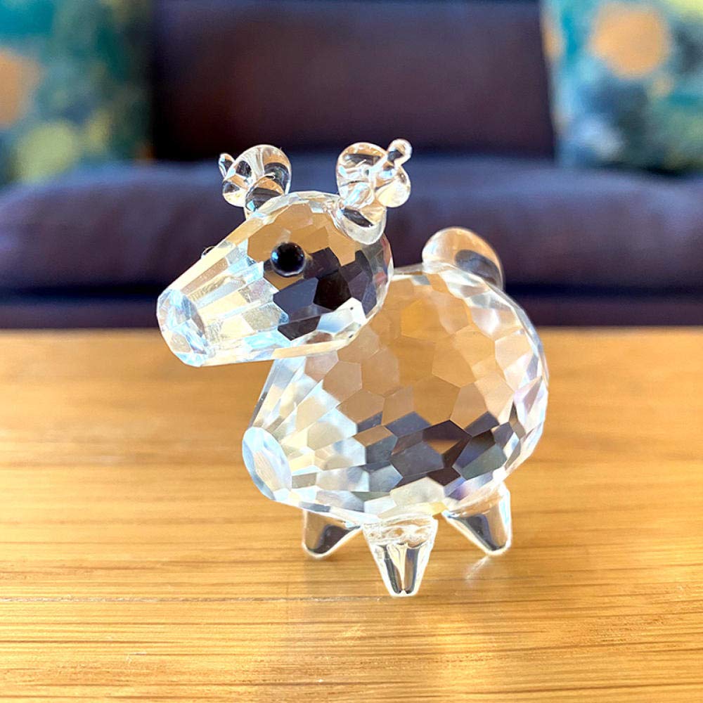 Handmade Crystal Sheep Figurine - Mini Glass Animal Paperweight for Home Decor, Office Desk Ornament | Perfect Gift for Collectors, Housewarming & Feng Shui Decorations