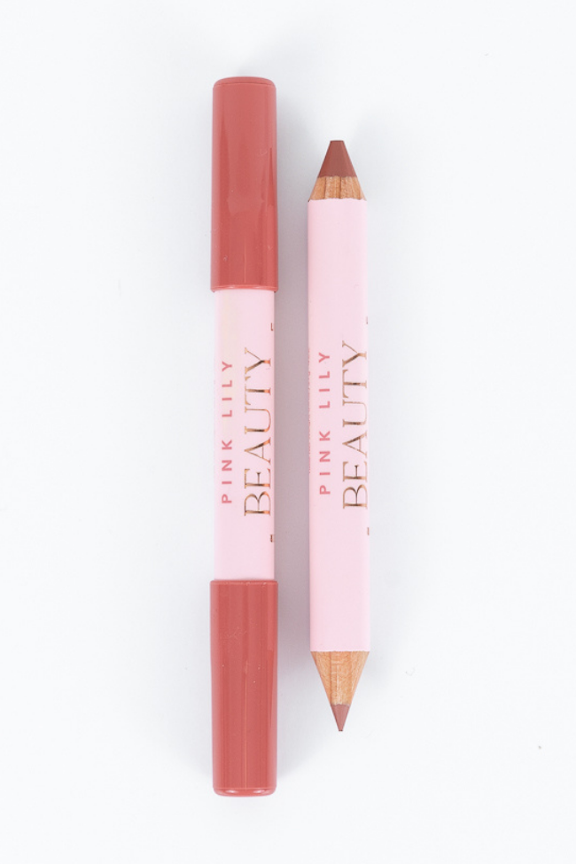 Pink Lily Beauty Double Bloom Dual Lipstick and Lip Liner Set - Rose and Shine | Long-Lasting Matte & Glossy Finish | Perfect for Date Night, Parties & Everyday Wear | FINAL SALE