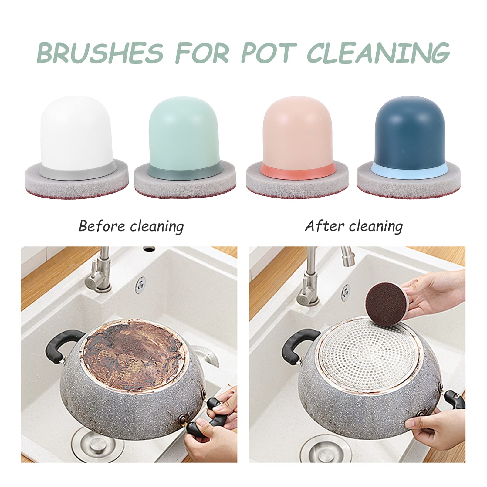 EXCEART 4-Pack Heavy Duty Cleaning Sponges - Dual-Sided Scrub Sponge for Dishes, Kitchen, Bathtub, Sink & Tough Stains - Non-Scratch Emery Sponge for Pots, Pans & Household Cleaning (Perfect for Daily Kitchen Cleaning & Bathroom Deep Cleaning)